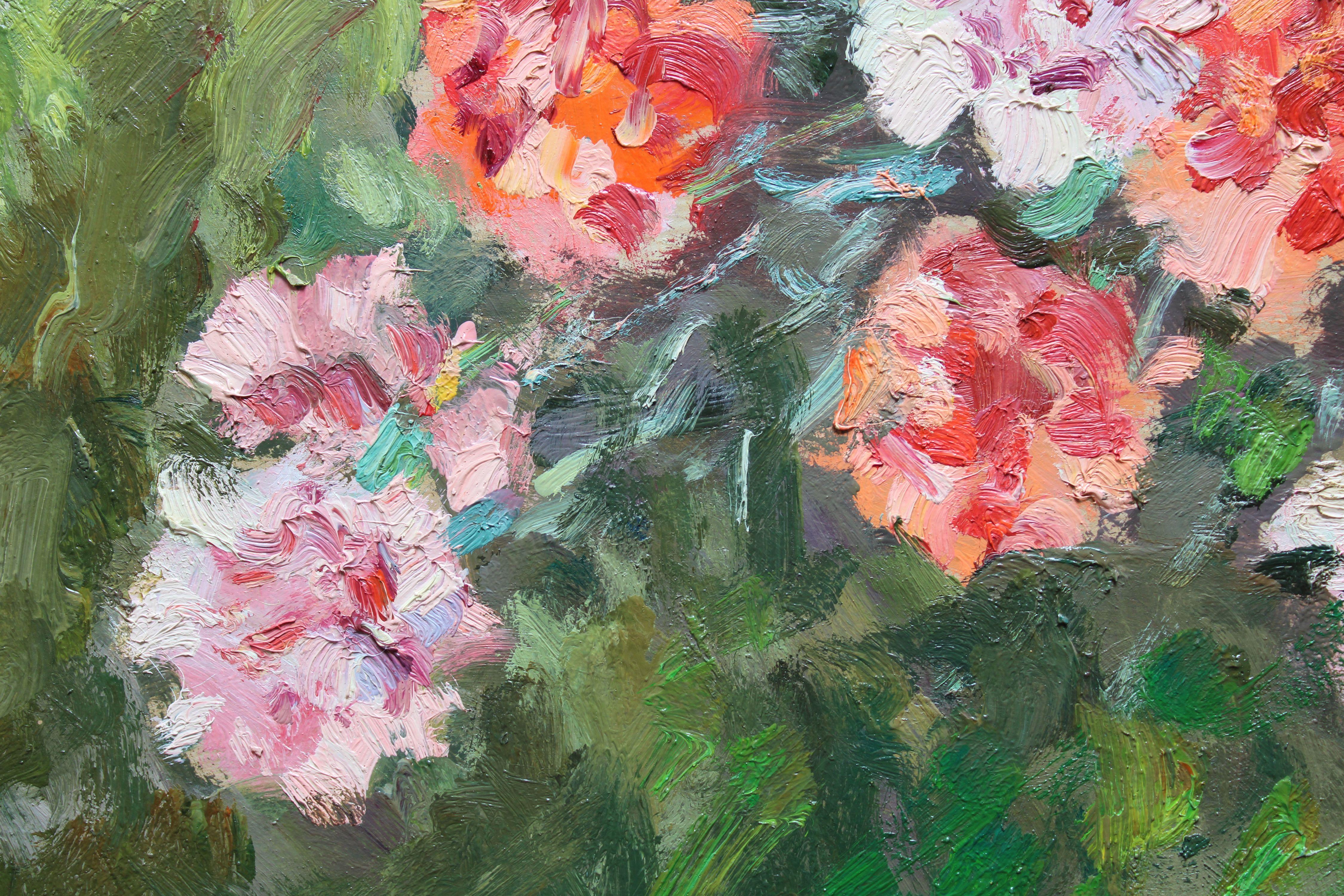 Carnations and Roses. 1990, Pappe, Öl, 92x67 cm – Painting von Edgars Vinters
