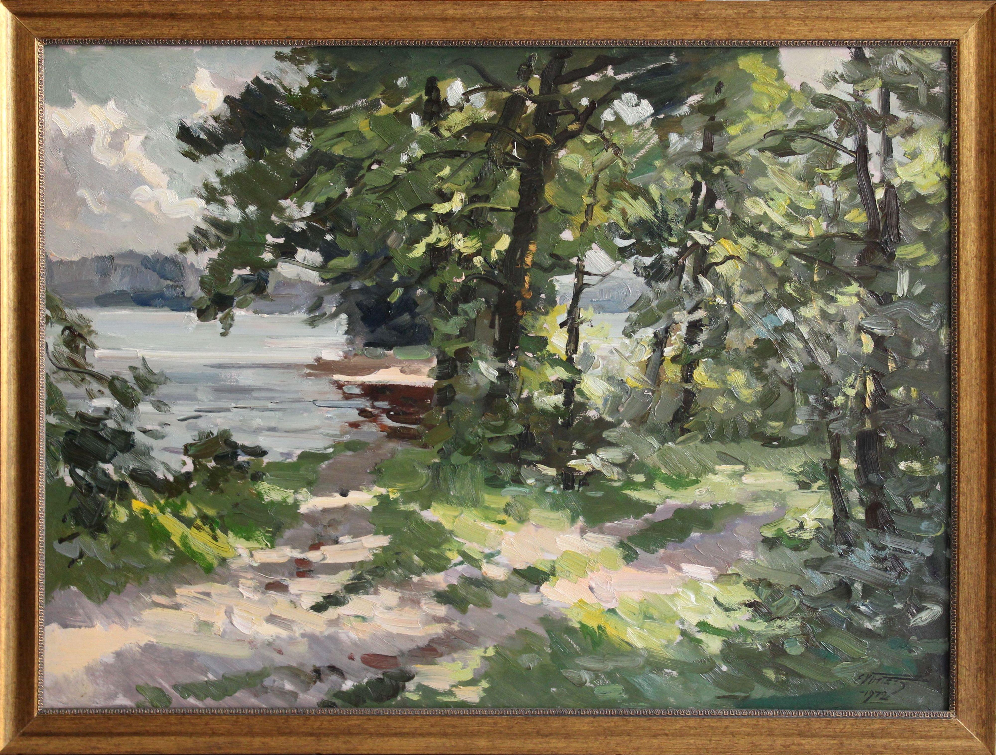 Daugava vicino a Lielvarde. 1972, olio su cartone, 68x93 cm in vendita 7