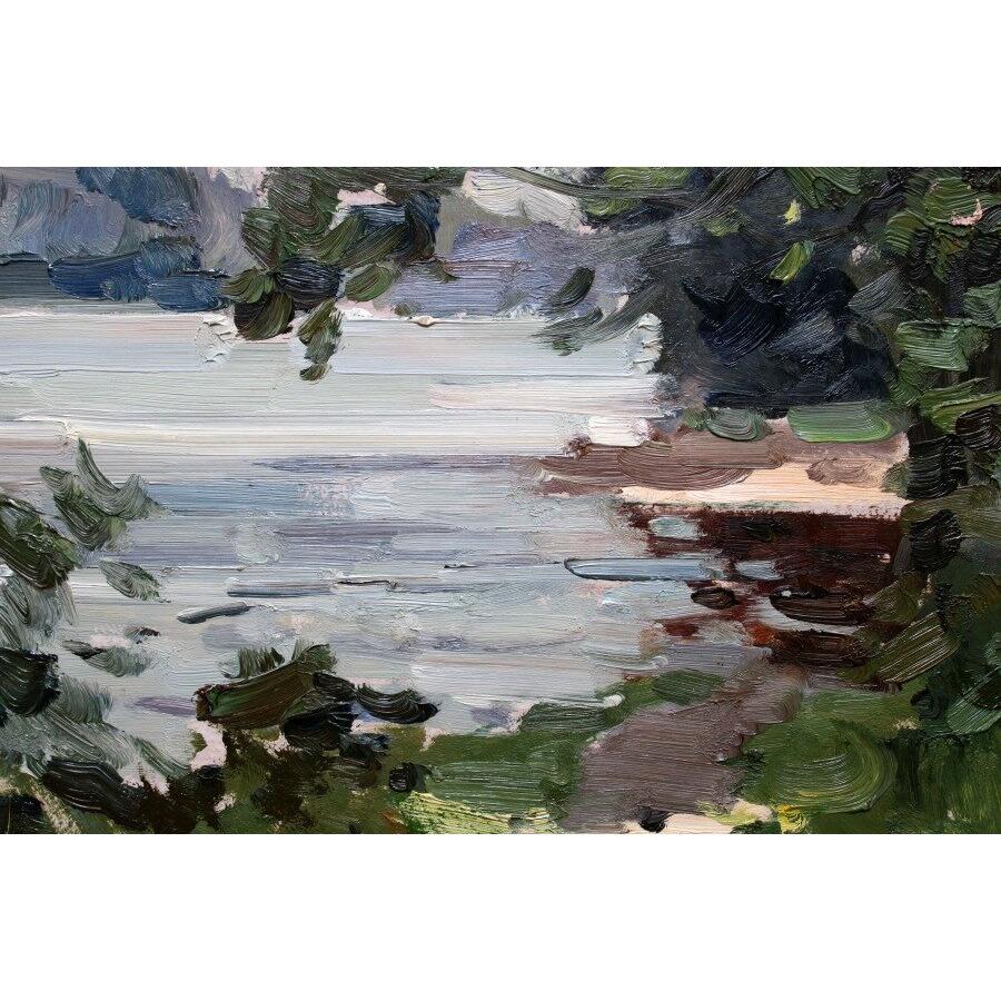 Daugava vicino a Lielvarde. 1972, olio su cartone, 68x93 cm in vendita 2