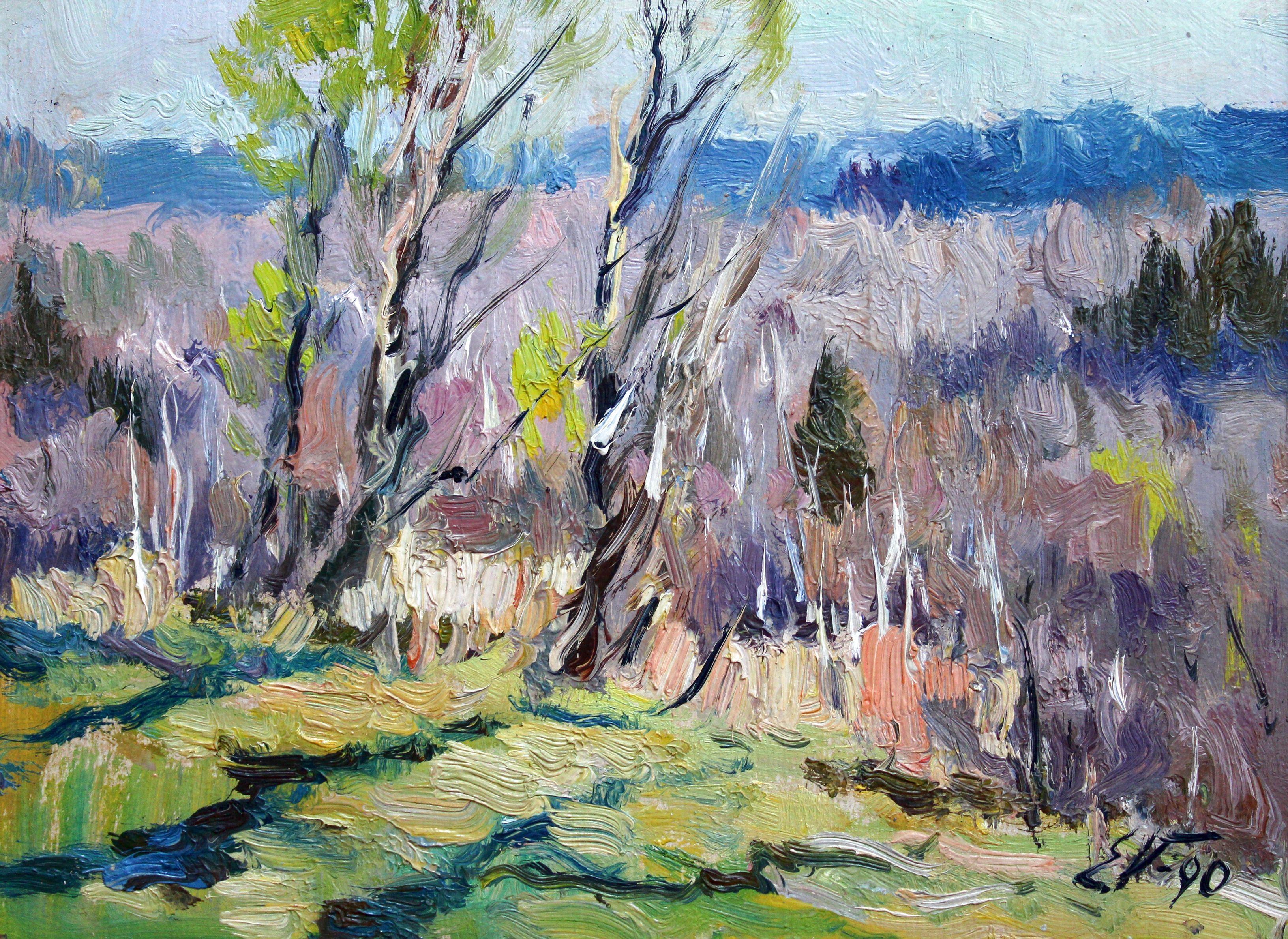 mood du début de l'automne. Cardboard, huile, 24 x32 cm