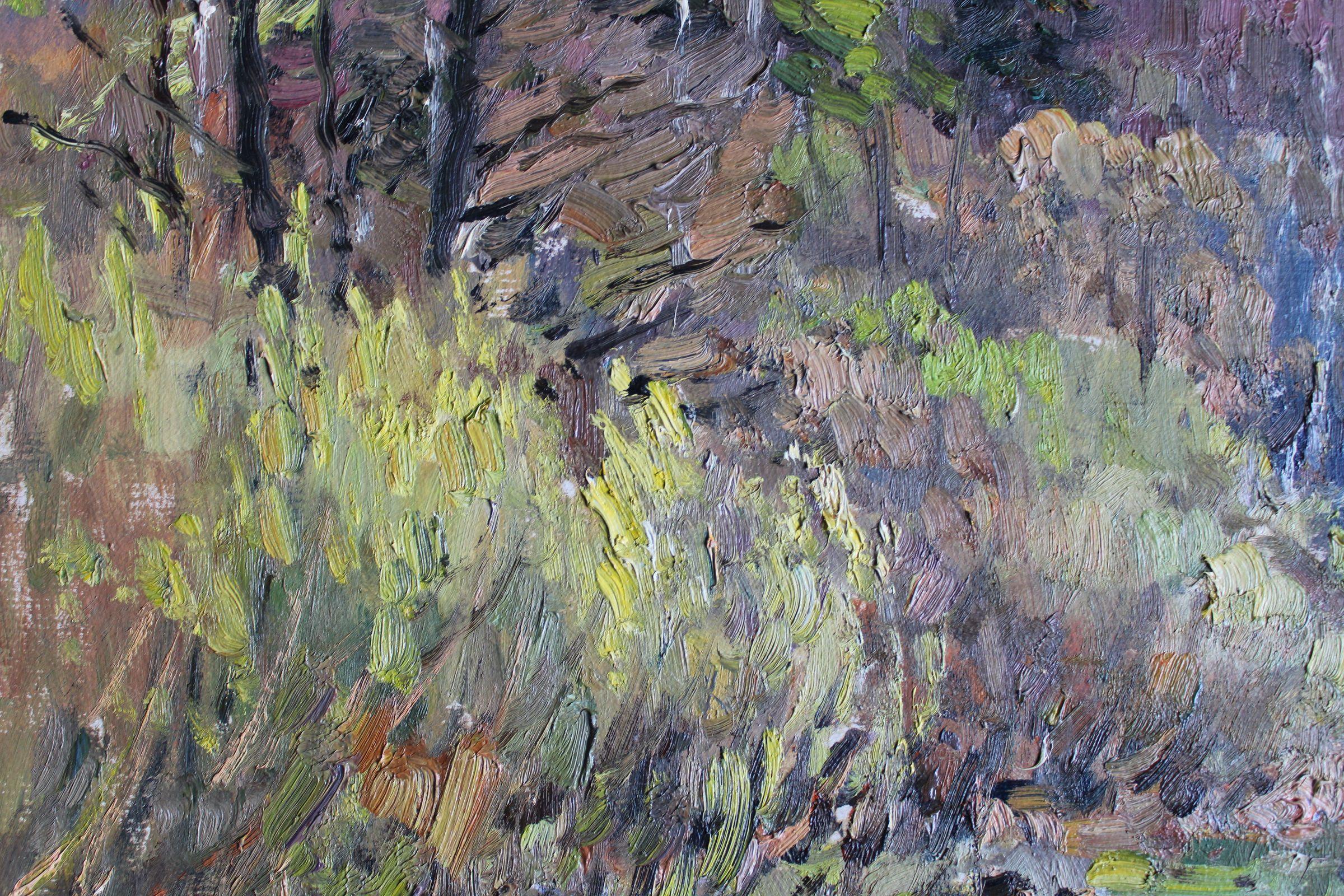 Forest river. 1990. Cardboard, oil. 67,5x93 cm

Information about artist Edgars Vinters (1919-2014).
Edgars Vinters was working in oil, watercolor and monotype techniques. He painted landscapes in different seasons and flowers. In 1970 the