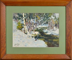 Primavera nella foresta, olio su cartoncino. 23x32 cm