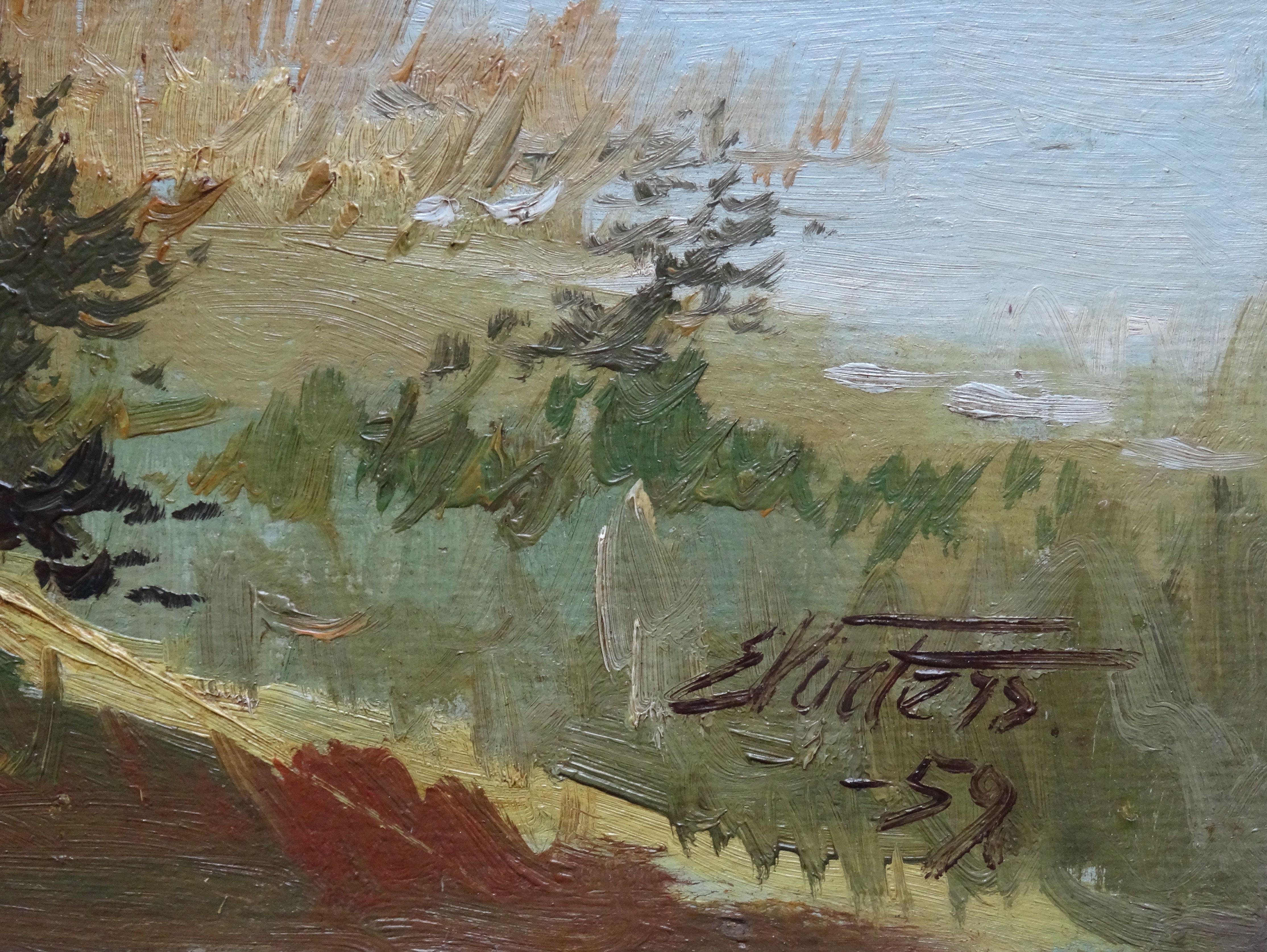 Lakeside. 1959, oil on cardboard, 36x49, 5 cm - Art by Edgars Vinters
