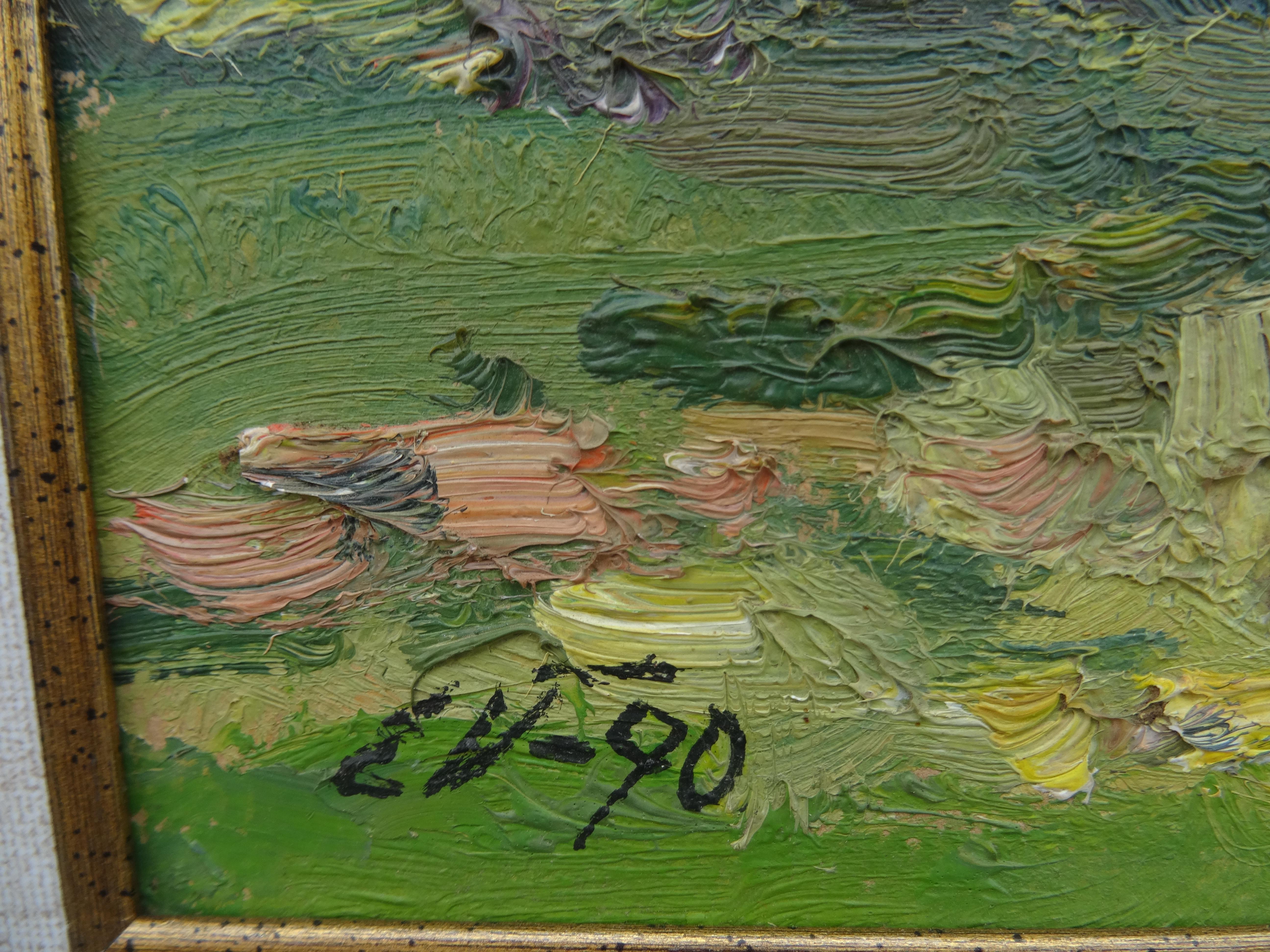Landschaftslandschaft. 1990. Öl auf Karton, 24x32,5 cm (Grau), Landscape Painting, von Edgars Vinters