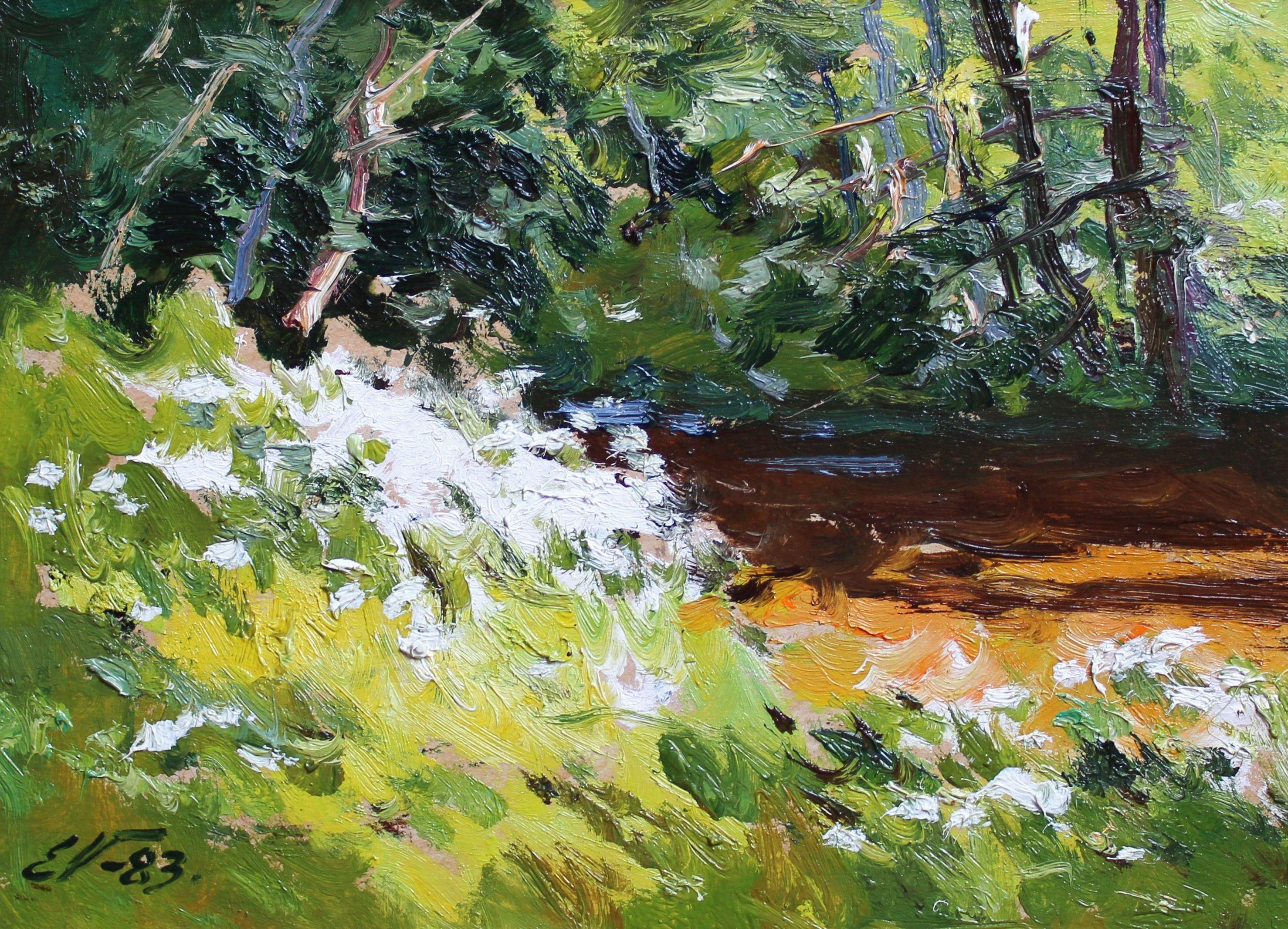 Piccolo fiume. 1983, cartone, olio, 24x33 cm