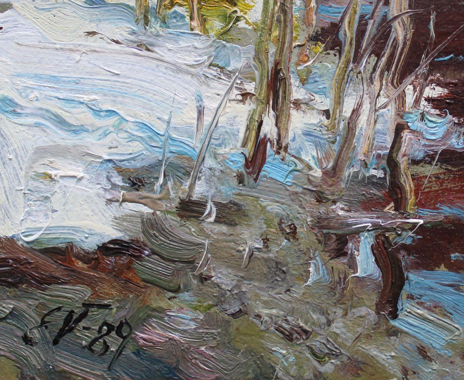 March  24x32 cm, oil/cardboard, 1990 - Painting by Edgars Vinters