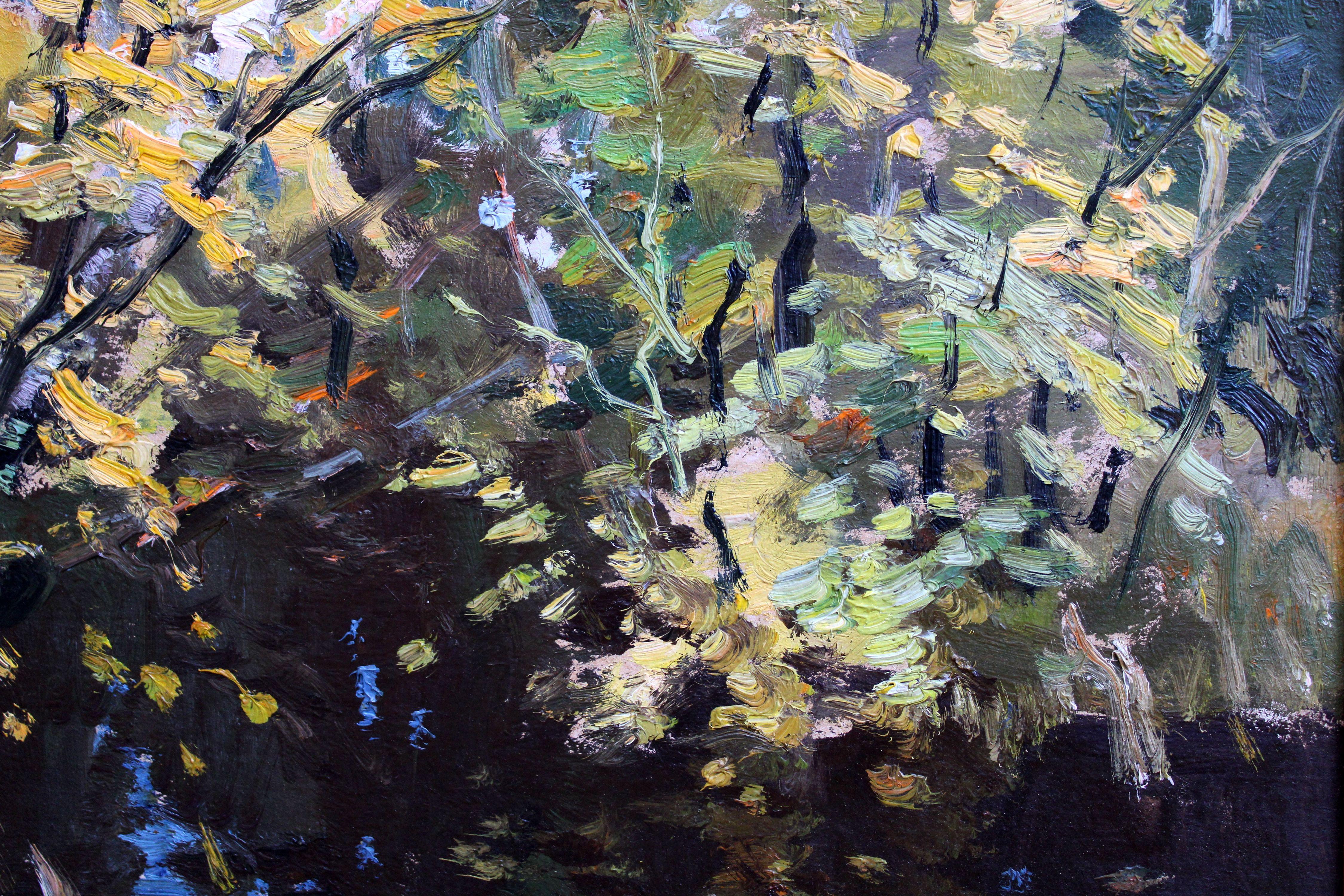 River in autumn. 1984, cardboard, oil, 40x50 cm For Sale 1