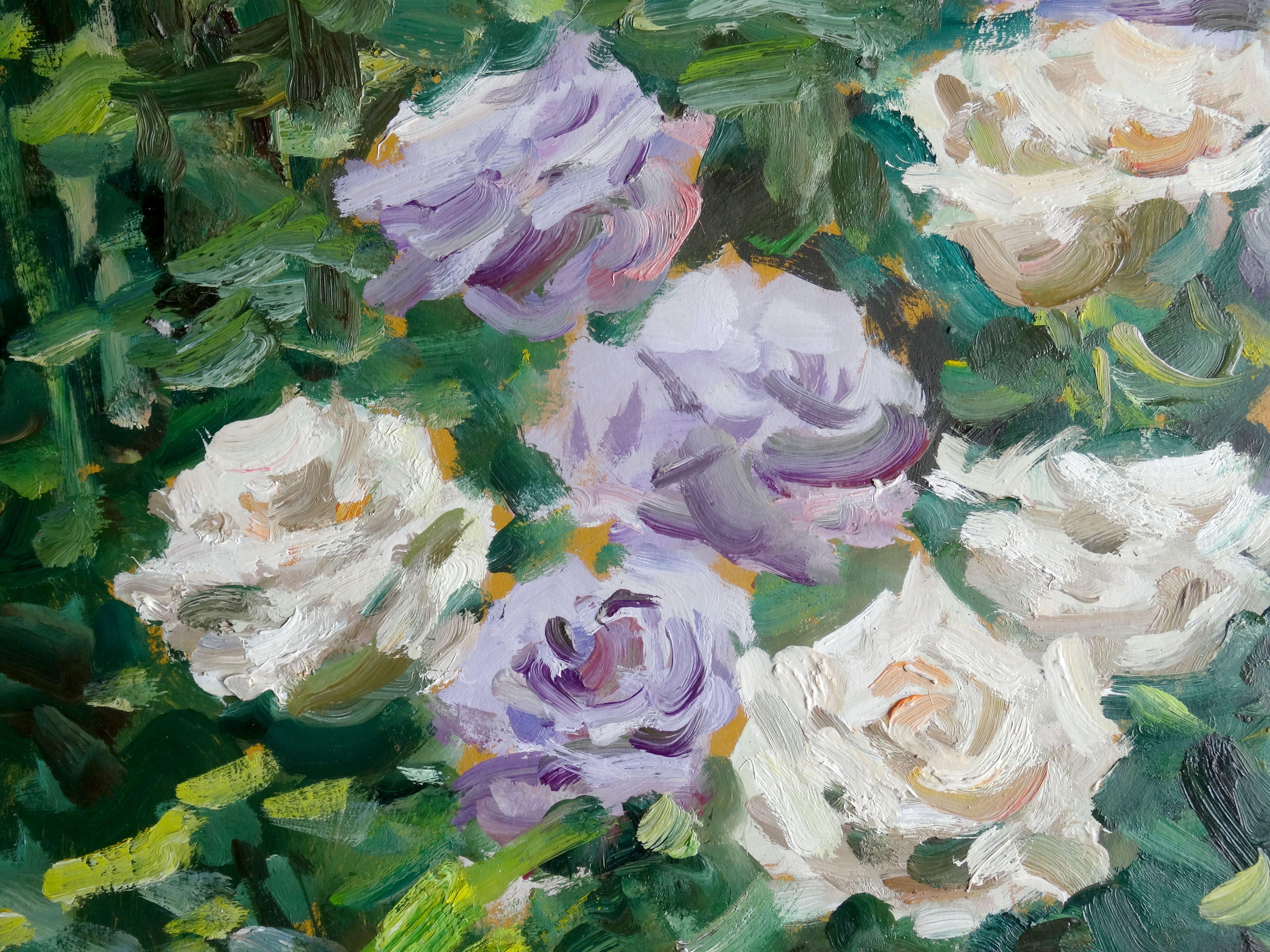 Roses. 2008, Karton, Öl, 87x67 cm (Impressionismus), Painting, von Edgars Vinters