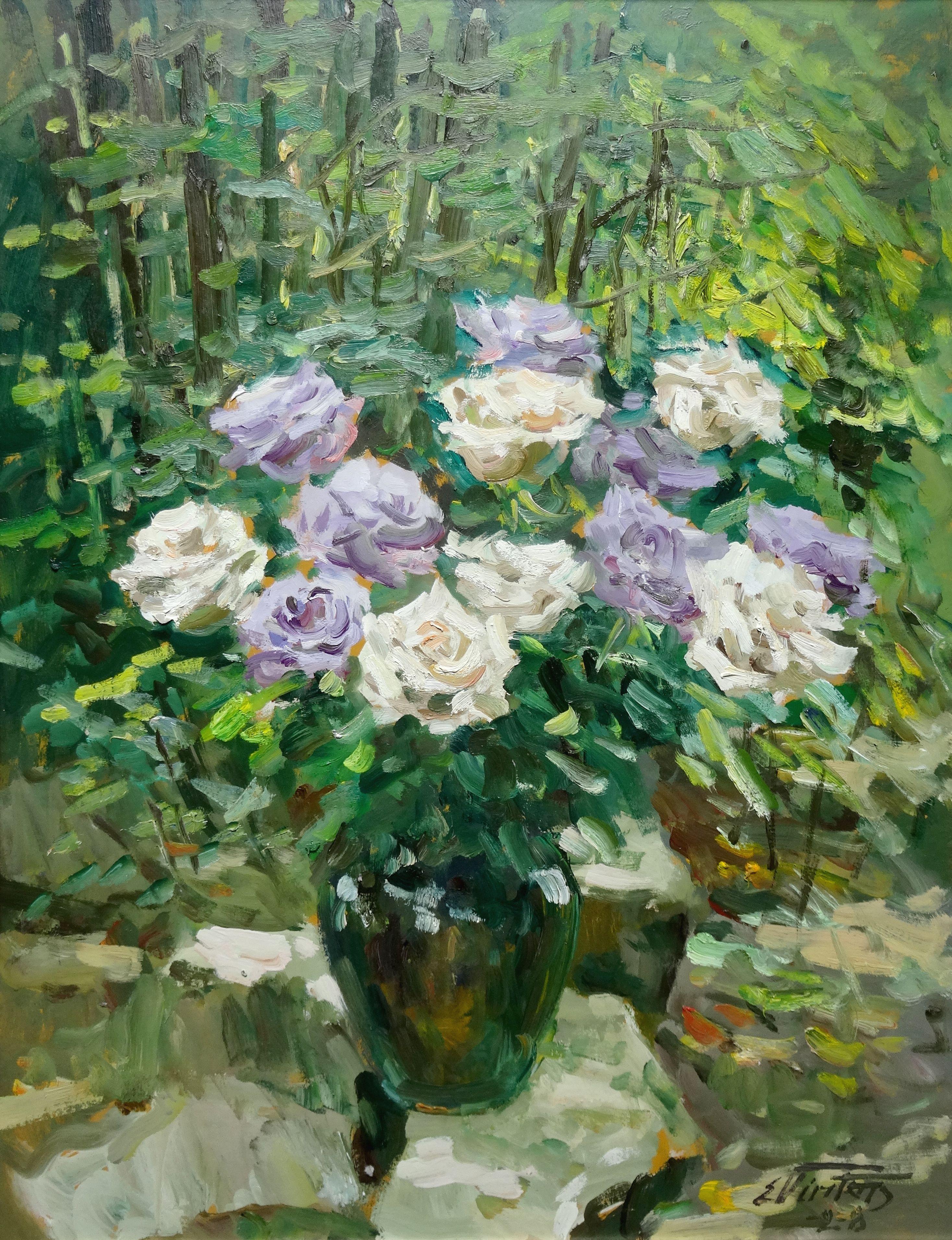 Roses. 2008, carton, huile, 87 x67 cm