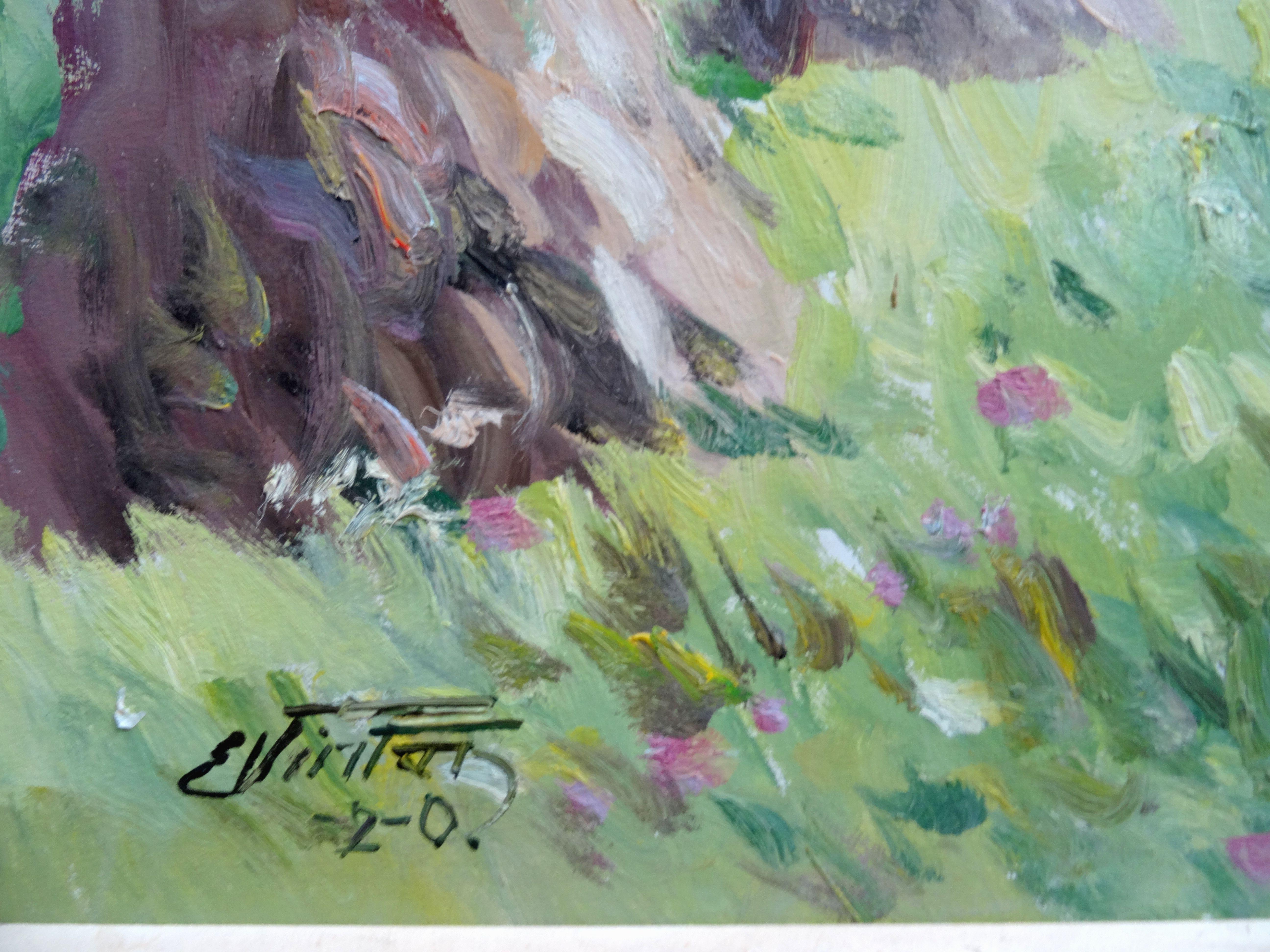 Roggenfeld. 2000. Pappe, Öl, 69x91 cm (Impressionismus), Art, von Edgars Vinters