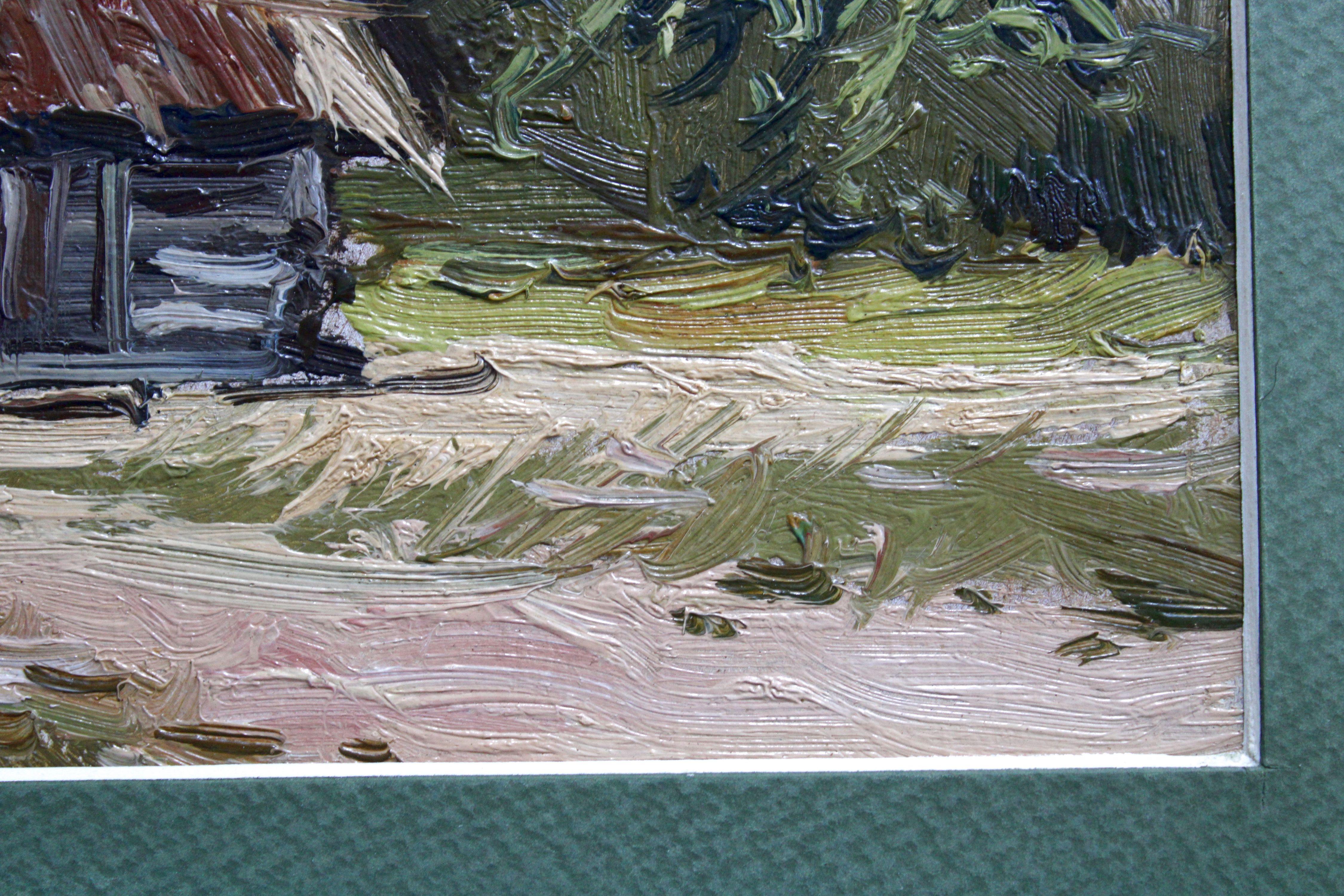 Sauna en el Museo al Aire Libre. Óleo sobre cartón, 13x24 cm en venta 2