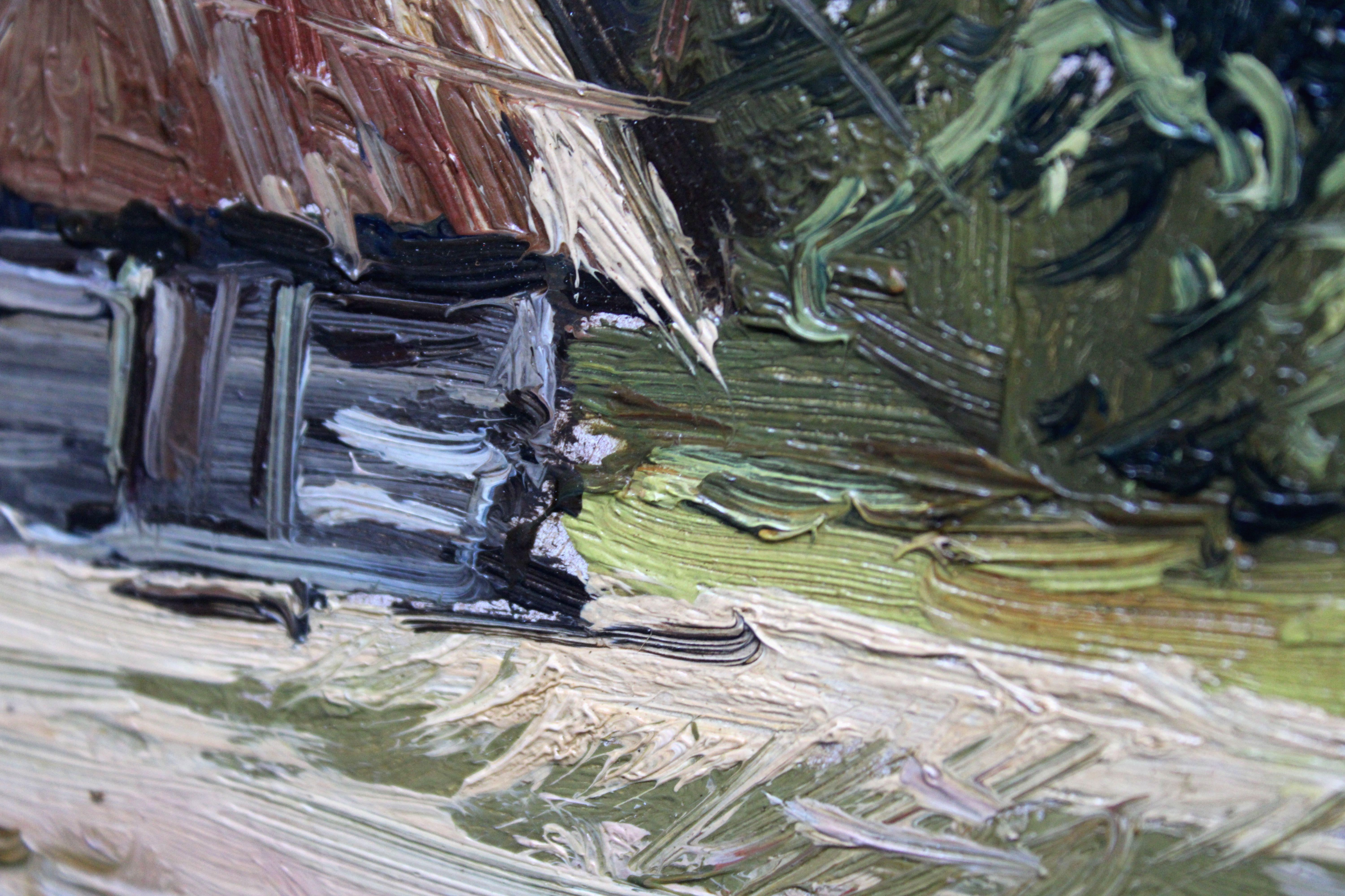 Sauna en el Museo al Aire Libre. Óleo sobre cartón, 13x24 cm en venta 6