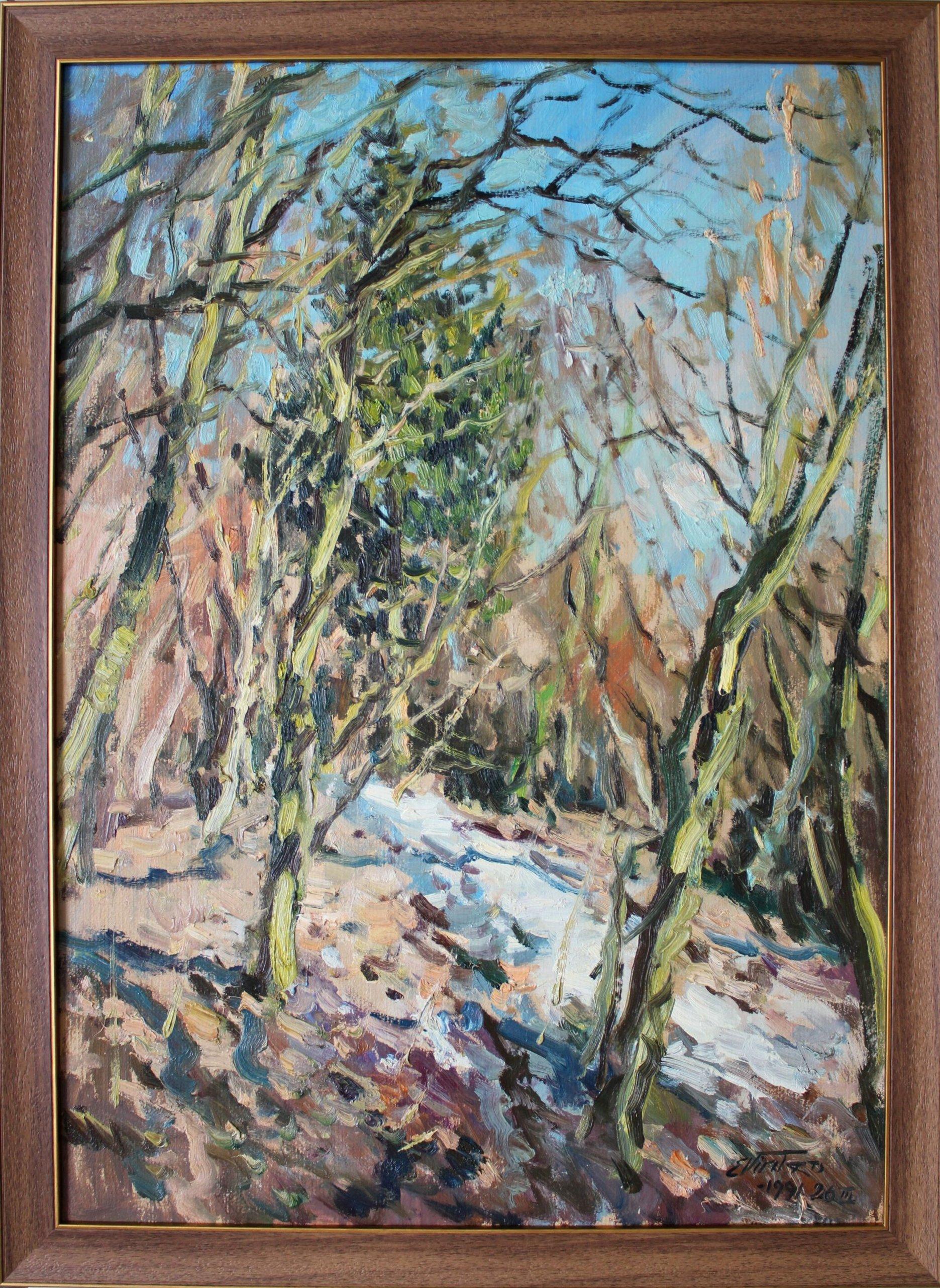 Primavera. 1991. Cartón, óleo, 94,5x70 cm - Art Impresionista de Edgars Vinters