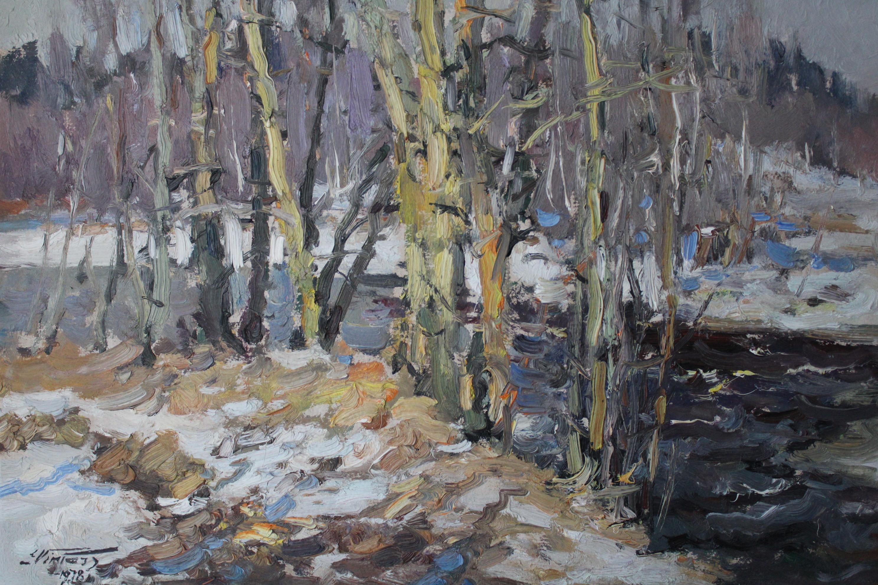 Primavera - Landscape Painting Gris de Edgars Vinters