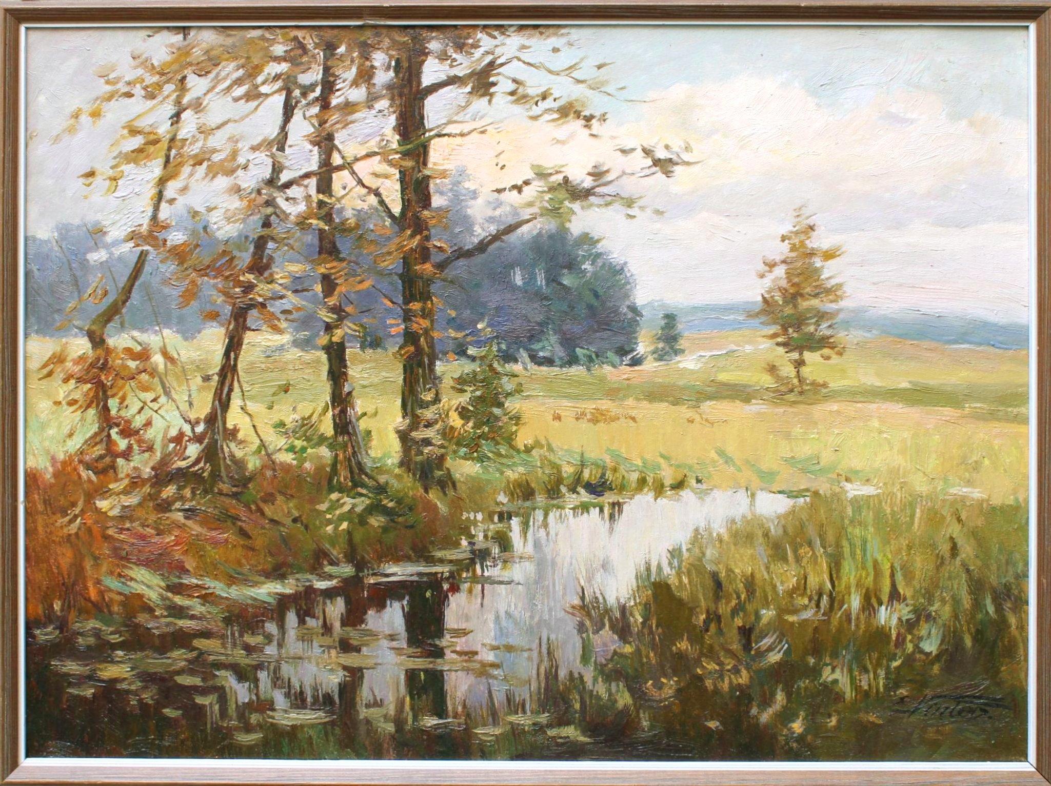 Strom, Karton/Öl, 37,5x49 cm (Impressionismus), Art, von Edgars Vinters