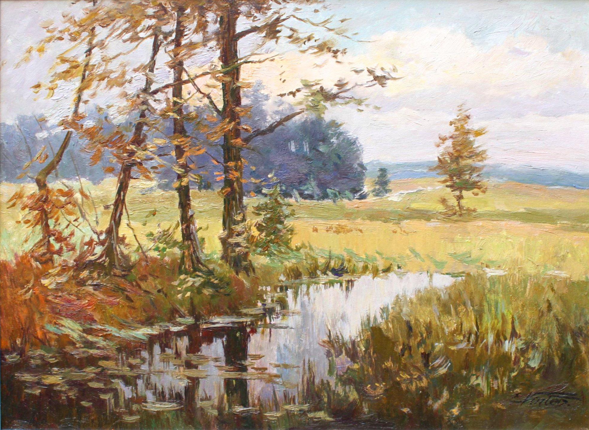 Stream, cardboard/oil, 37.5x49 cm