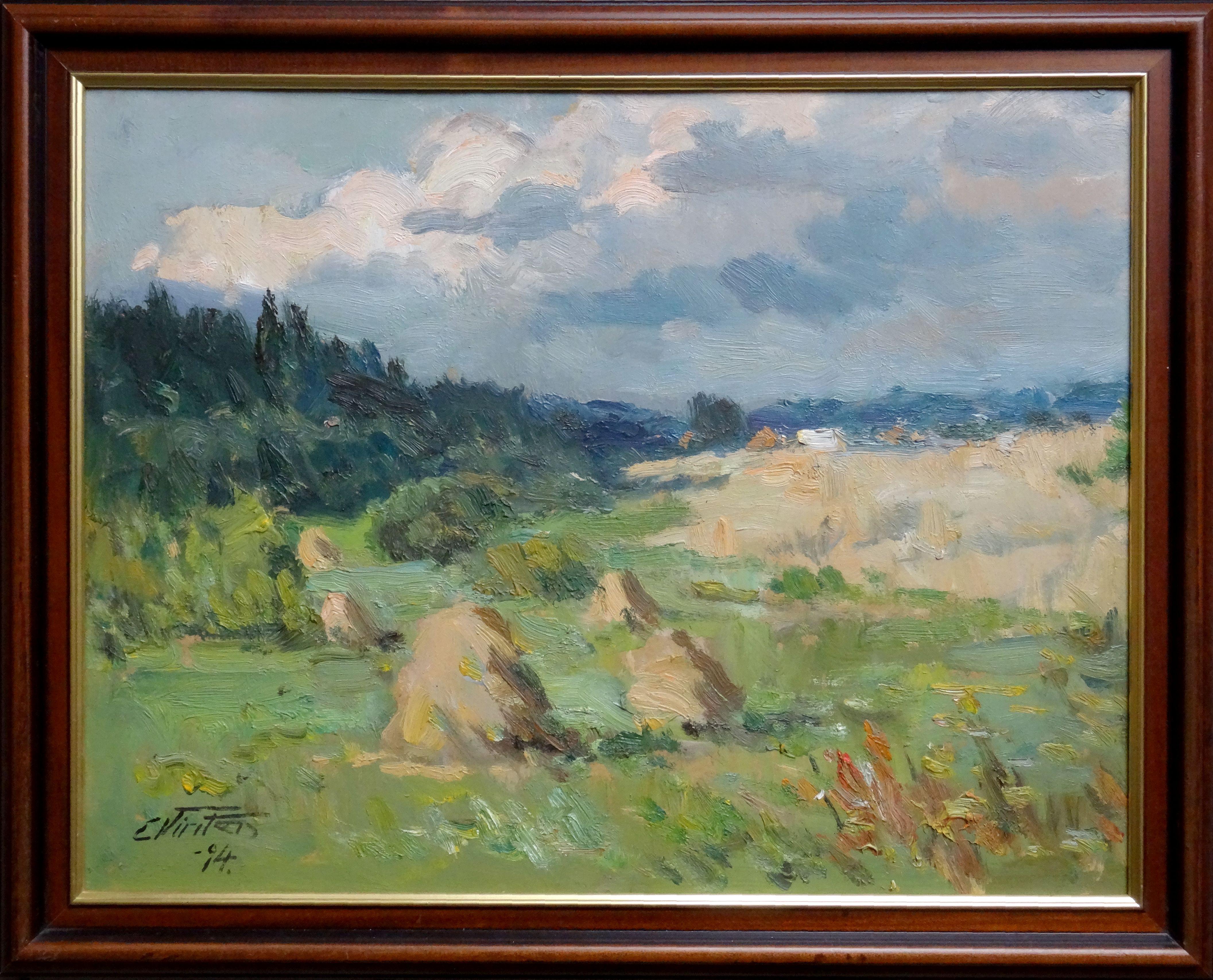  jour d'été 1994, huile sur carton, 45x58 cm - Art de Edgars Vinters