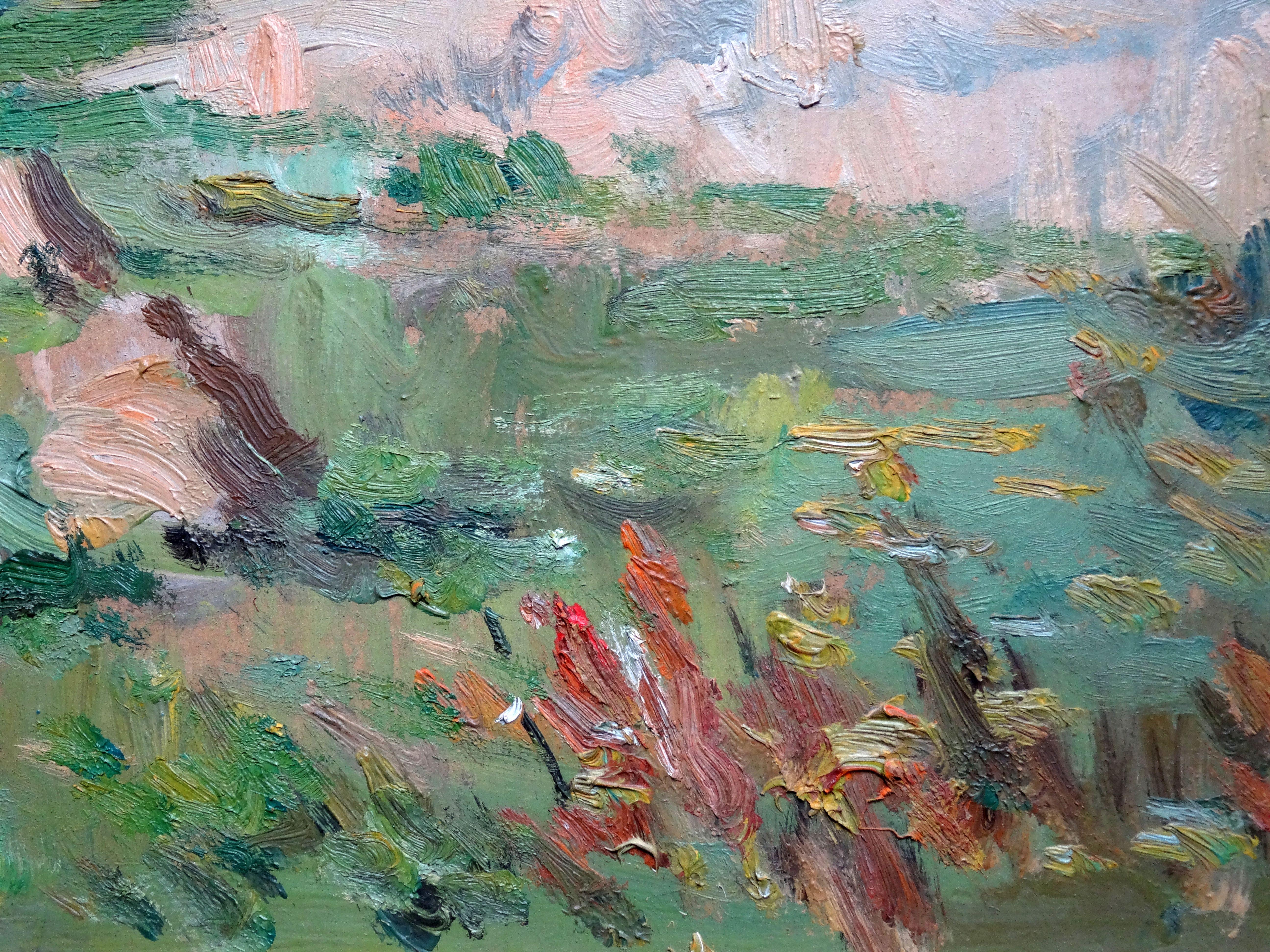  Summer day. 1994, oil on cardboard, 45x58 cm - Brown Landscape Art by Edgars Vinters