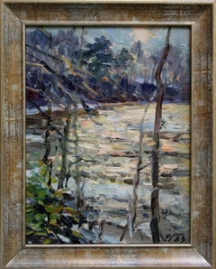 Deslumbramiento solar en agua caliente. 1983. Óleo sobre cartón, 31x24 cm