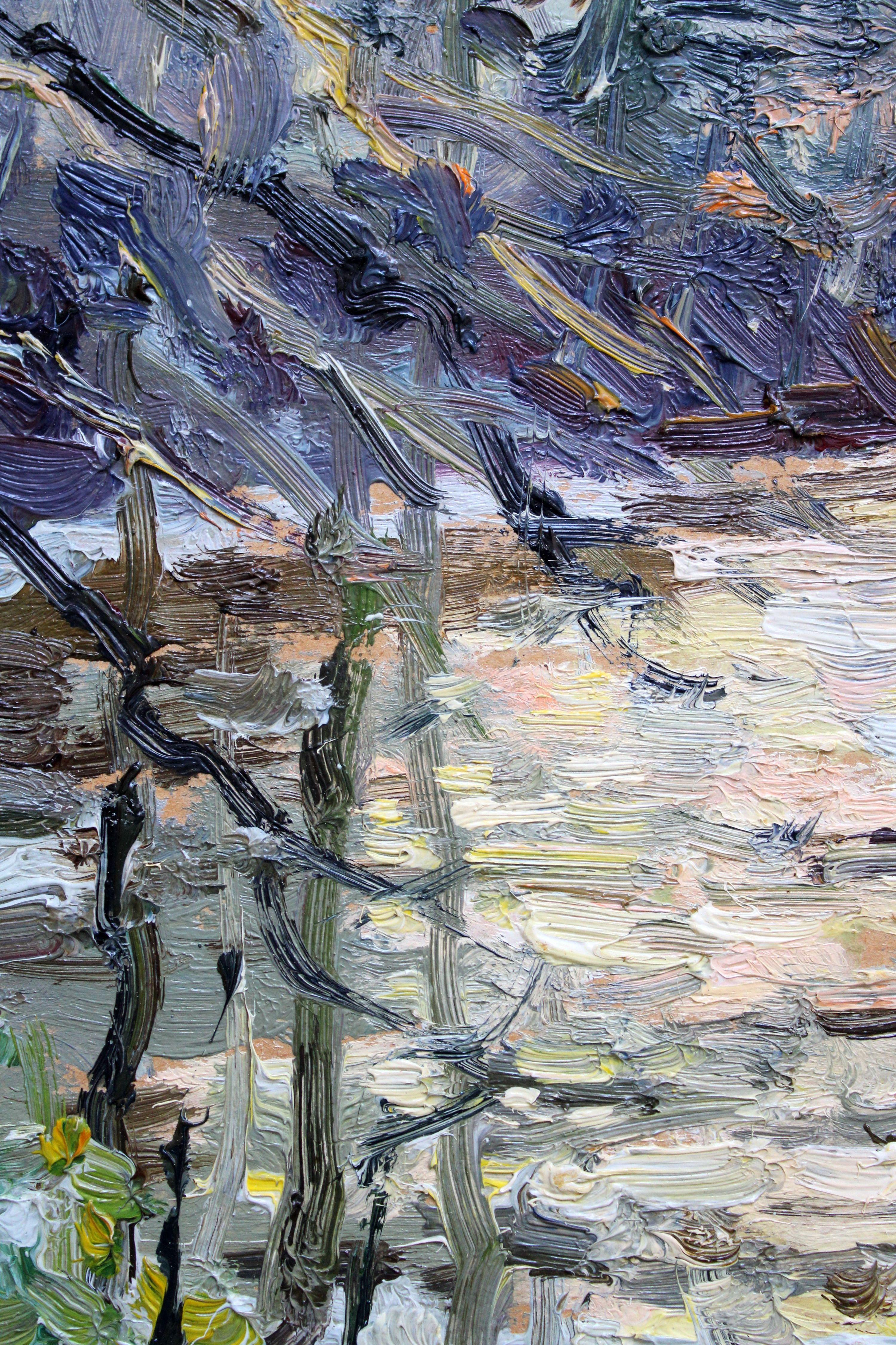 Sonnenblendung in warmem Wasser. 1983. Öl auf Karton, 31x24 cm, Öl

Edgars Vinters (1919-2014)

Edgars Vinters arbeitet in den Techniken Öl, Aquarell und Monotypie. Er malt Landschaften in verschiedenen Jahreszeiten und Blumen. 1970 nimmt die