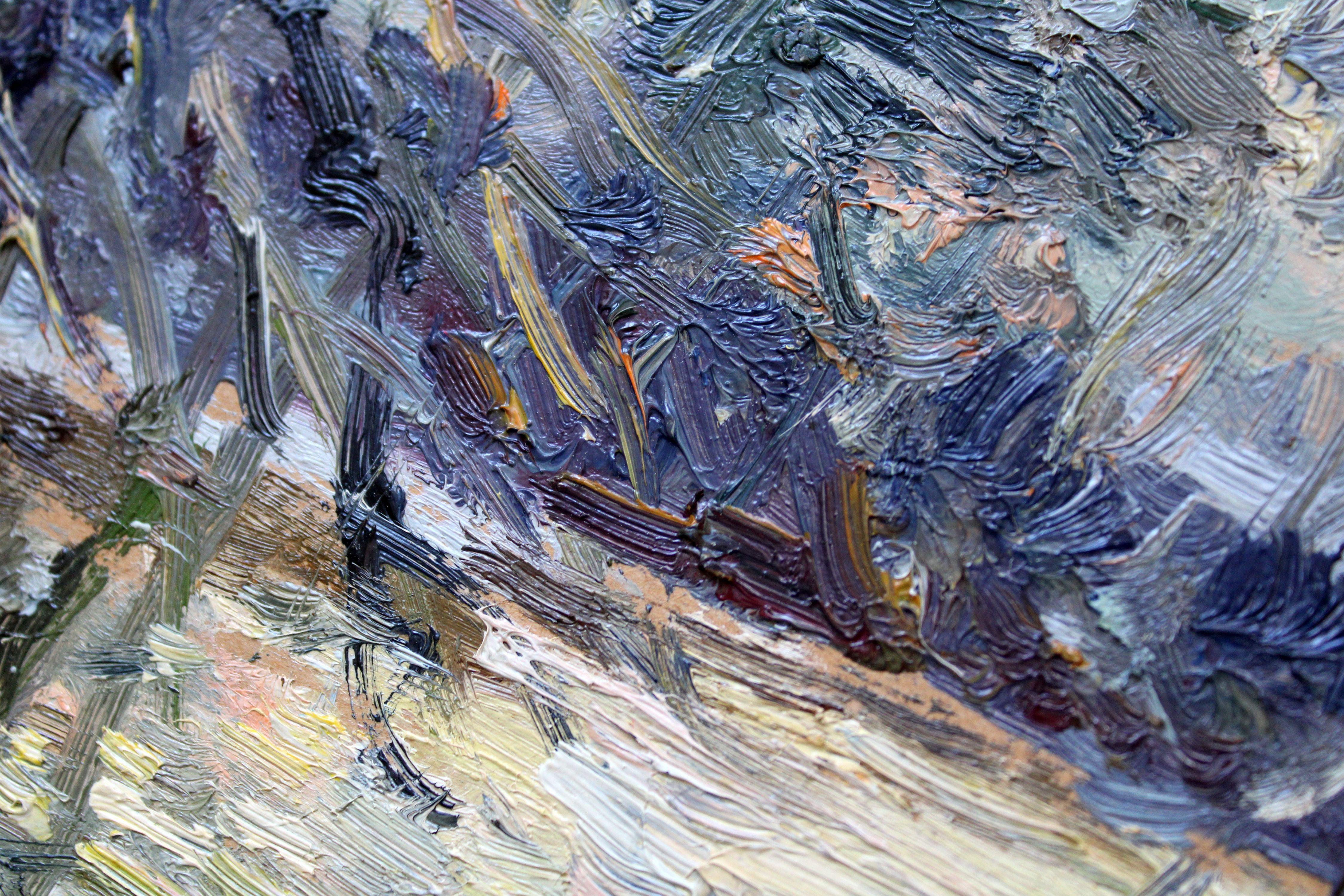Sonnenblendung in warmem Wasser. 1983. Öl auf Karton, 31x24 cm, Öl im Angebot 3