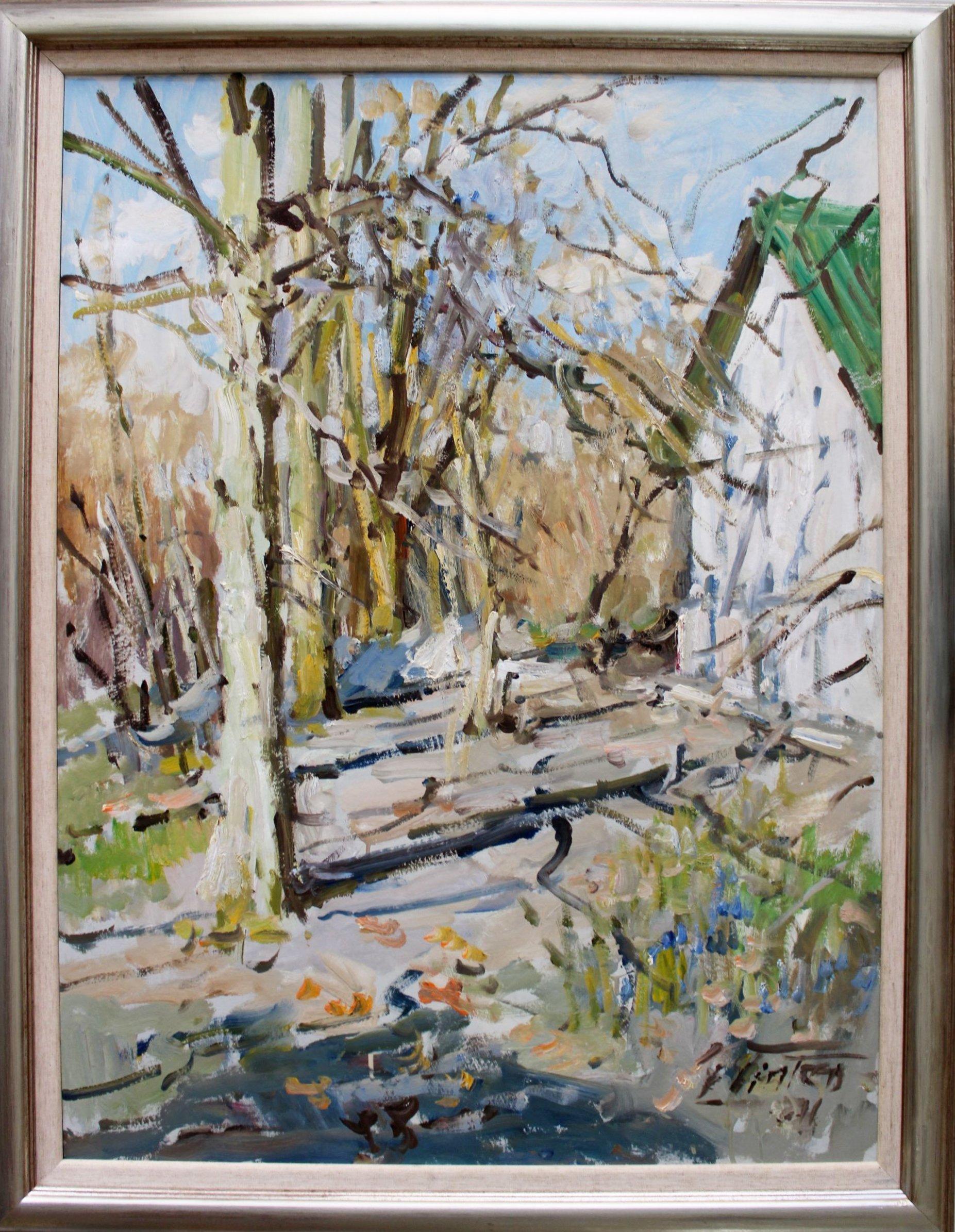 Sonnige Gasse  Cardboard/Öl, 87x65.5 cm, 1971 – Painting von Edgars Vinters