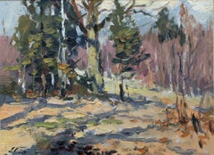 Sonniger Herbsttag, Karton/Öl, 23x32 cm