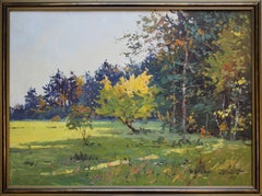 Sunny autumn forest edge. 1960, cardboard, oil, 36x50 cm