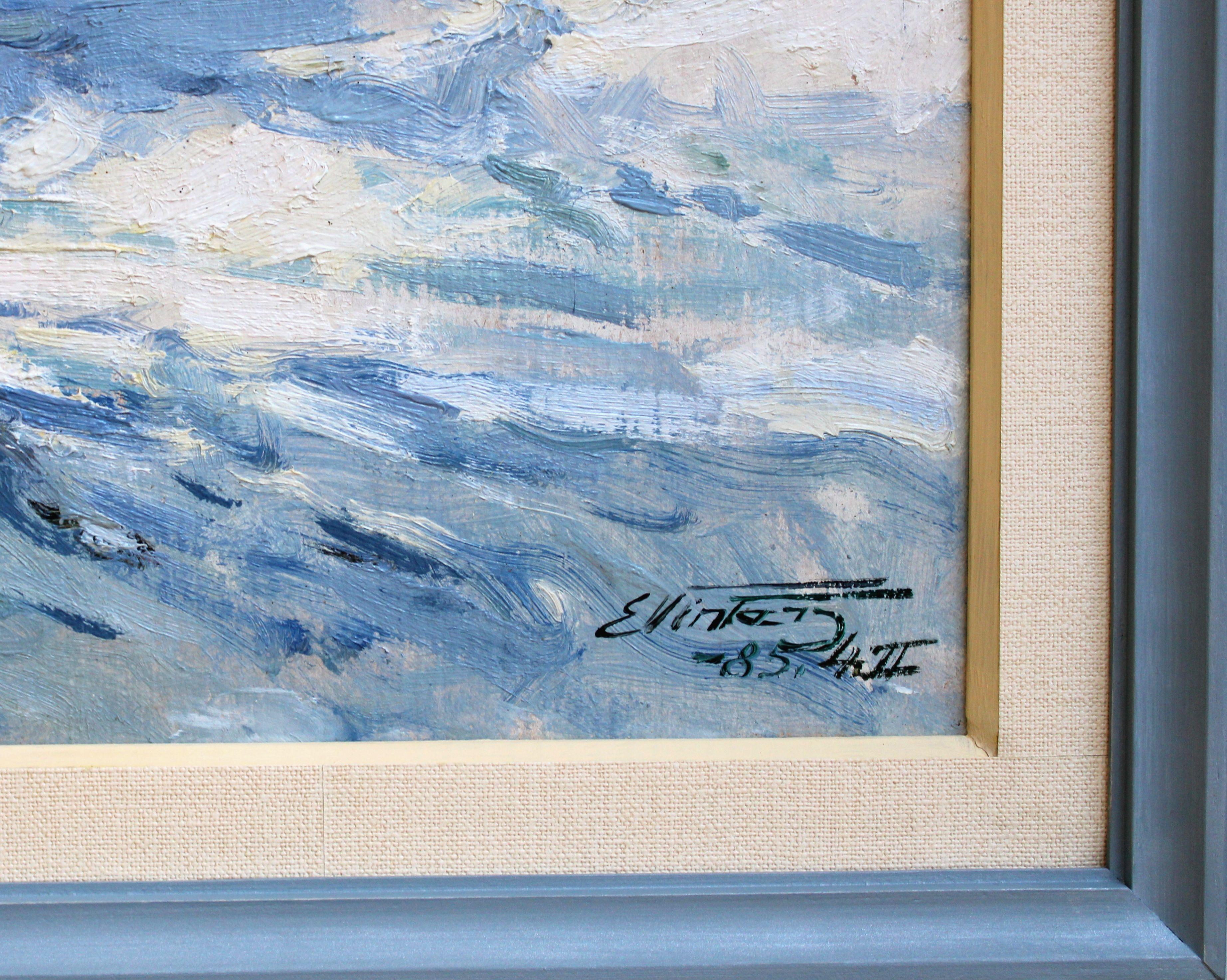 Paisaje soleado de invierno. 1985, cartón, óleo, 45x58 cm en venta 1