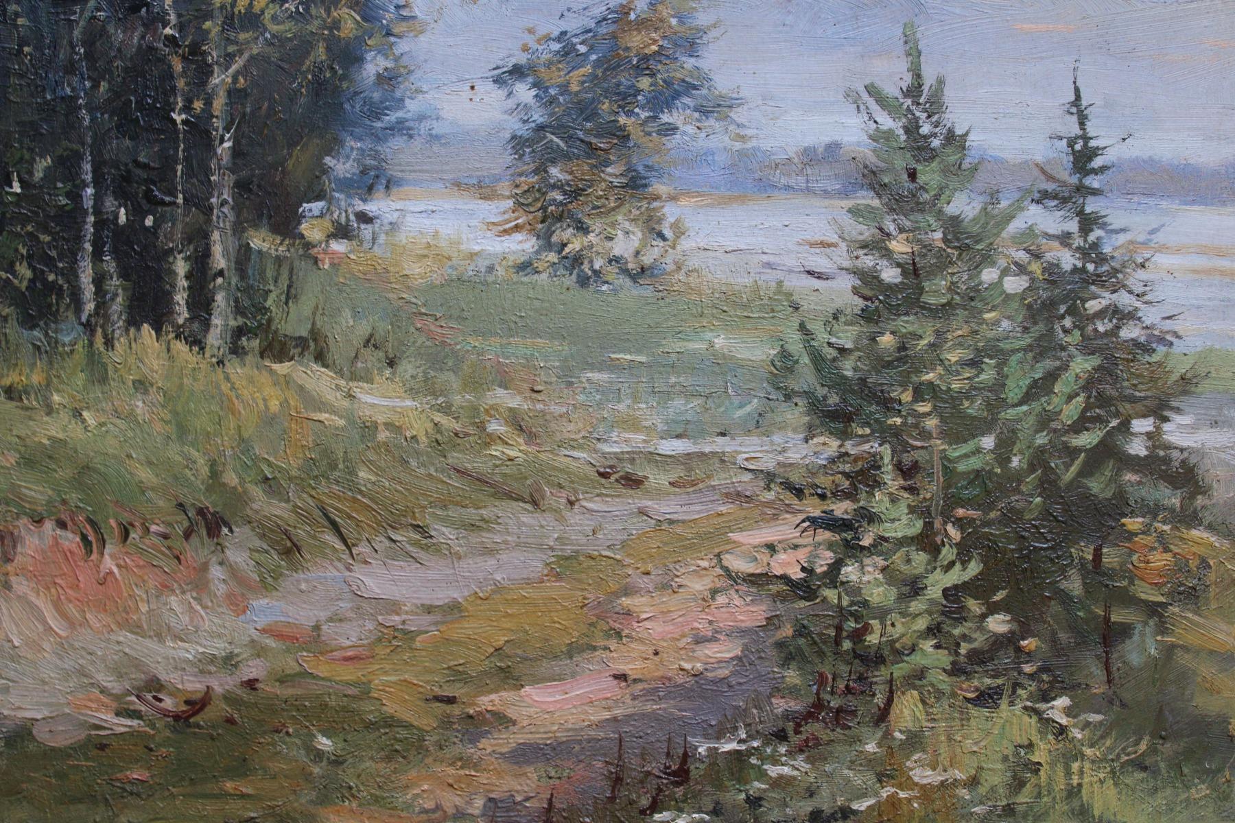 The road to the lake. 1970, cardboard, oil, 46x60 cm

