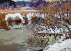 Paesaggio invernale. 1980. Olio su cartone, 24x32,5 cm