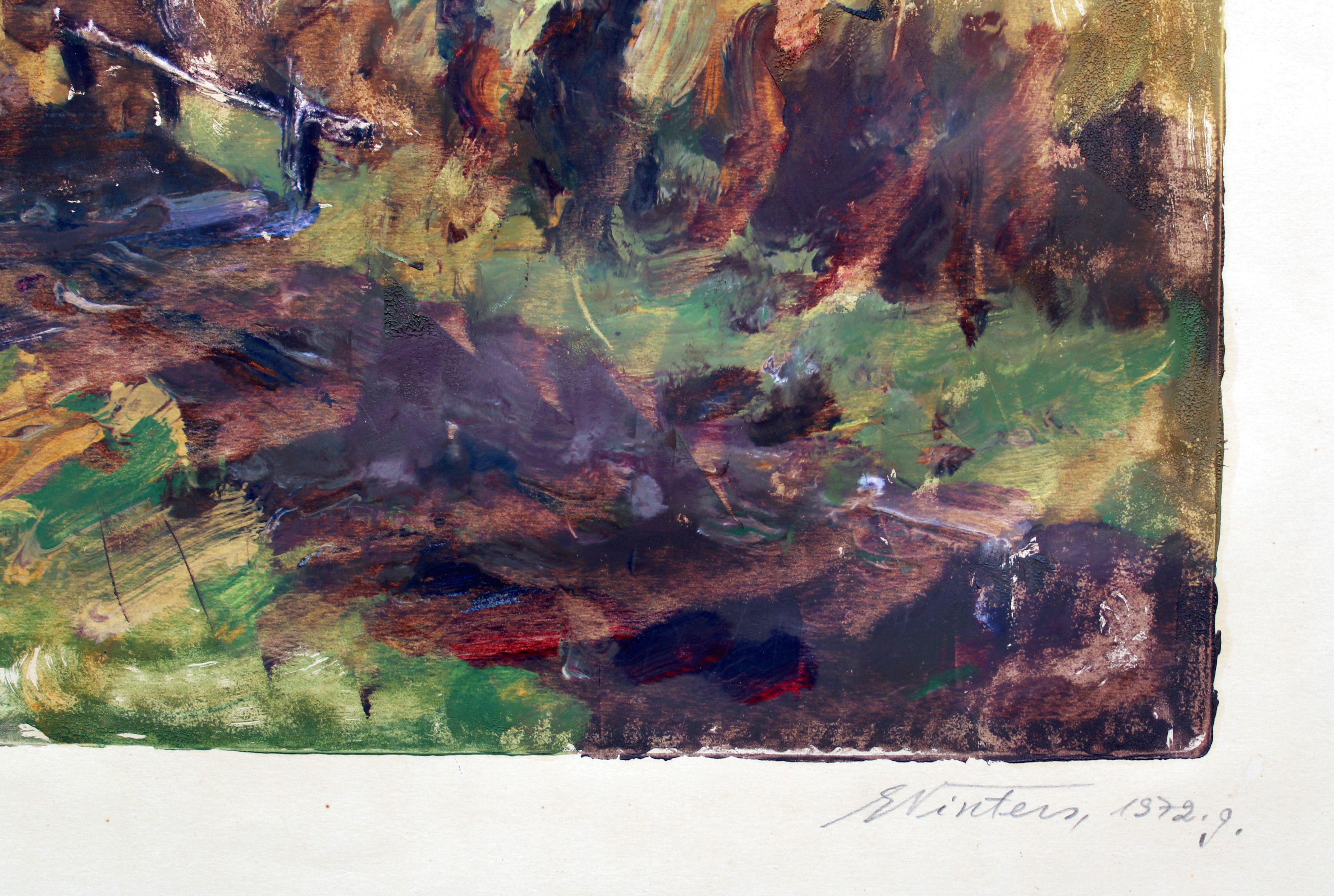 Late autumn. 1972. Paper, monotype. 42x61.5 cm - Art by Edgars Vinters