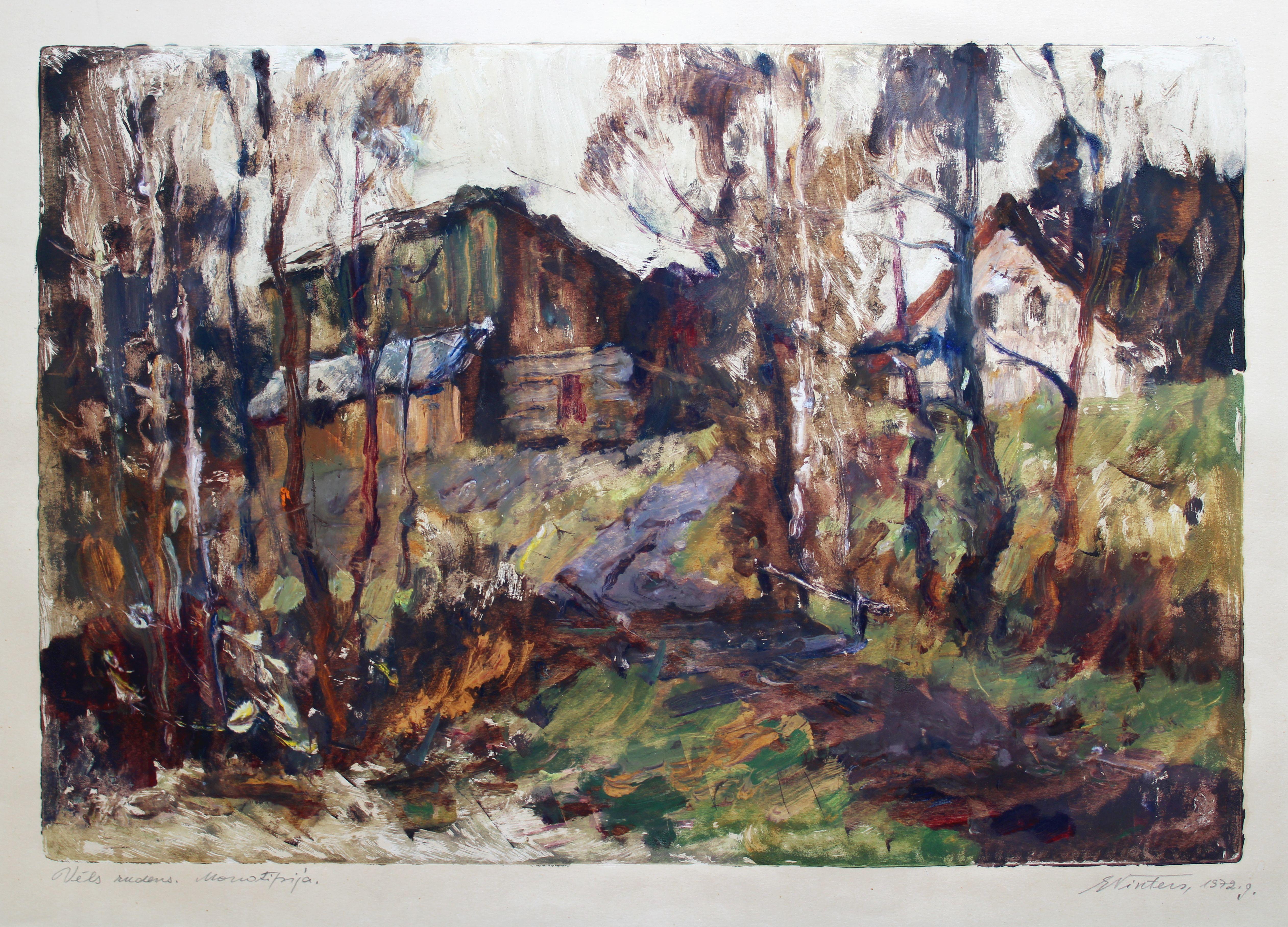 Landscape Art Edgars Vinters - Fin de l'automne. 1972. Papier, monotype. 42x61,5 cm