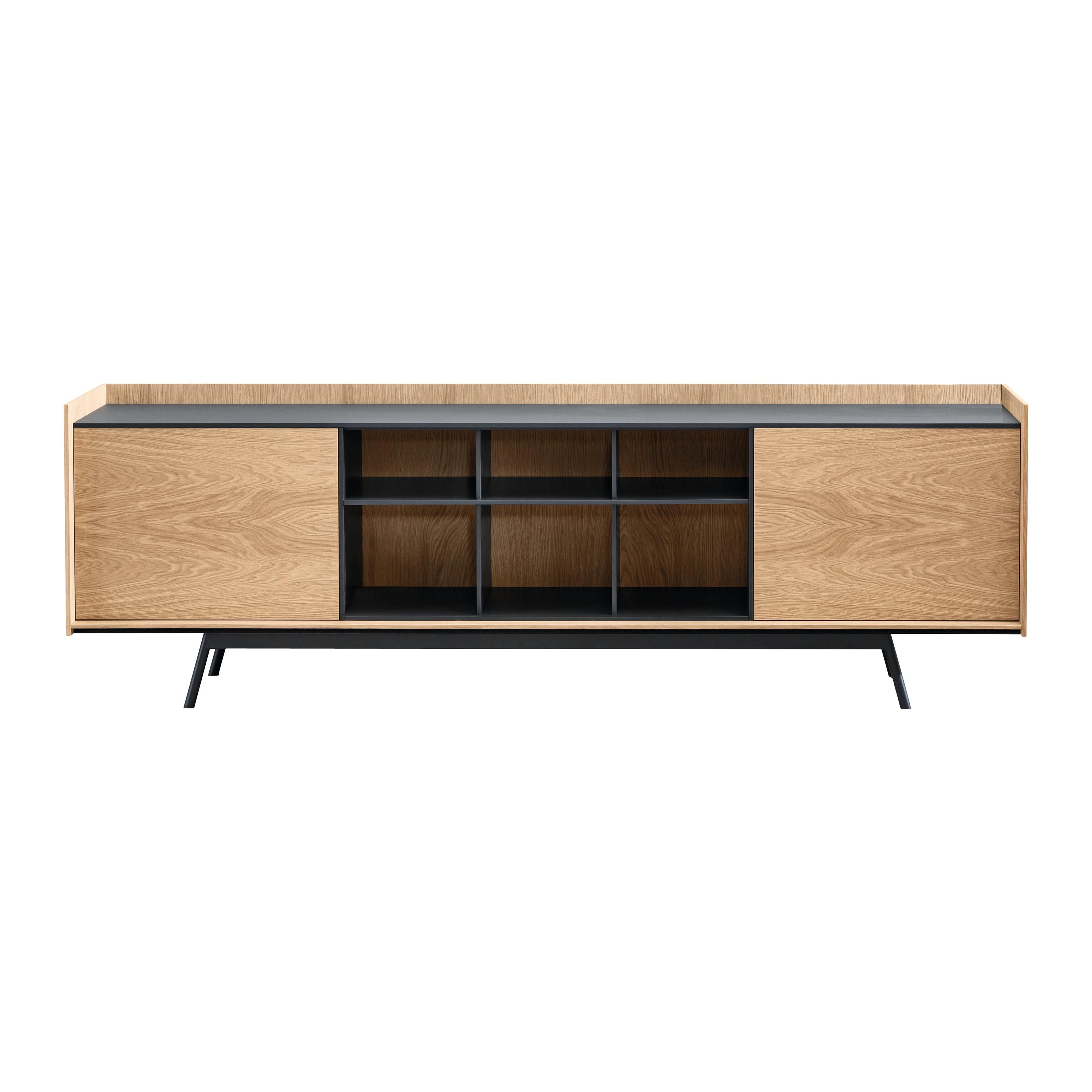Edge Large Sideboard in Walnut Frame, Matching Lacquer Storage & Base, by E-GGS