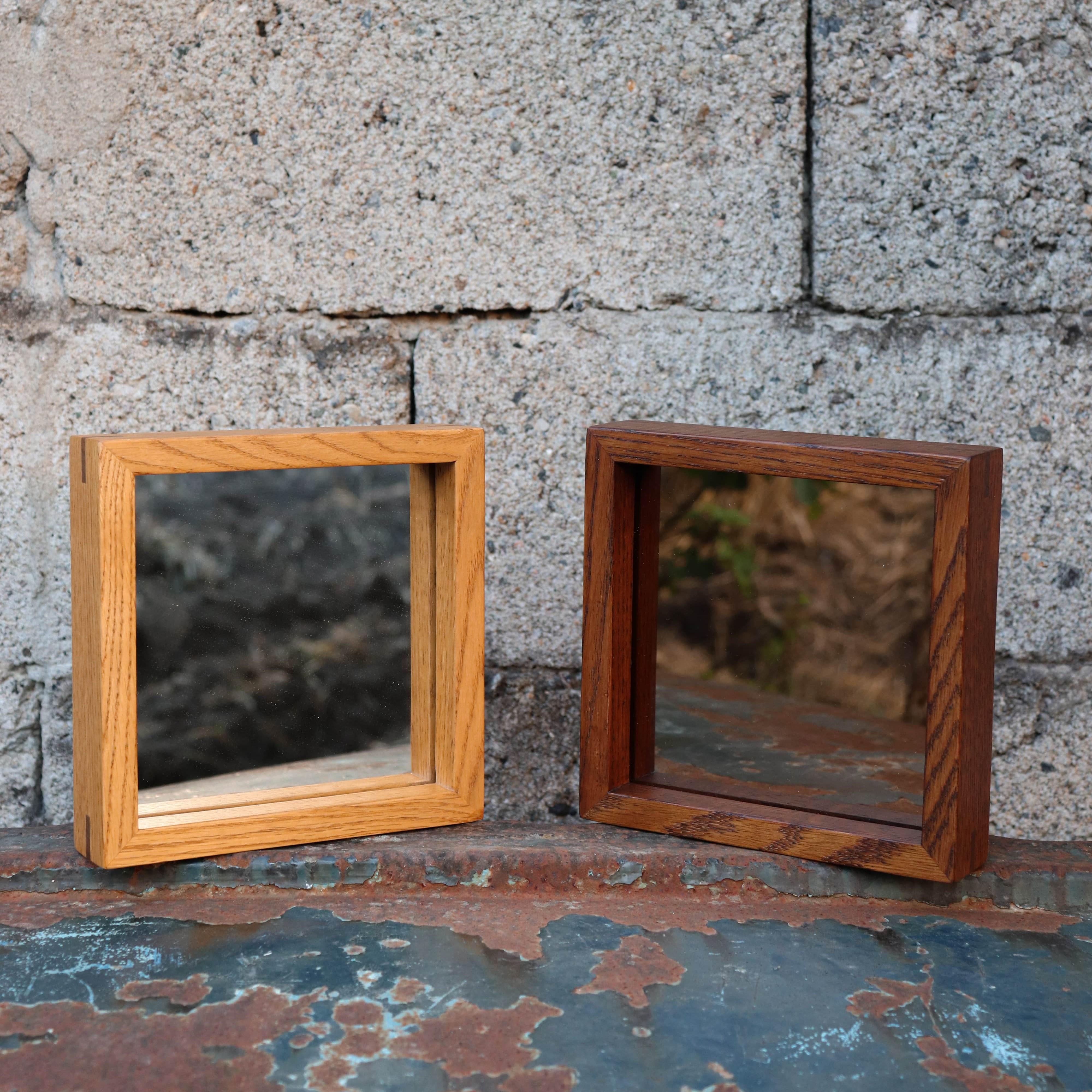 Turkish EDGE Mirror Small Square Oak For Sale