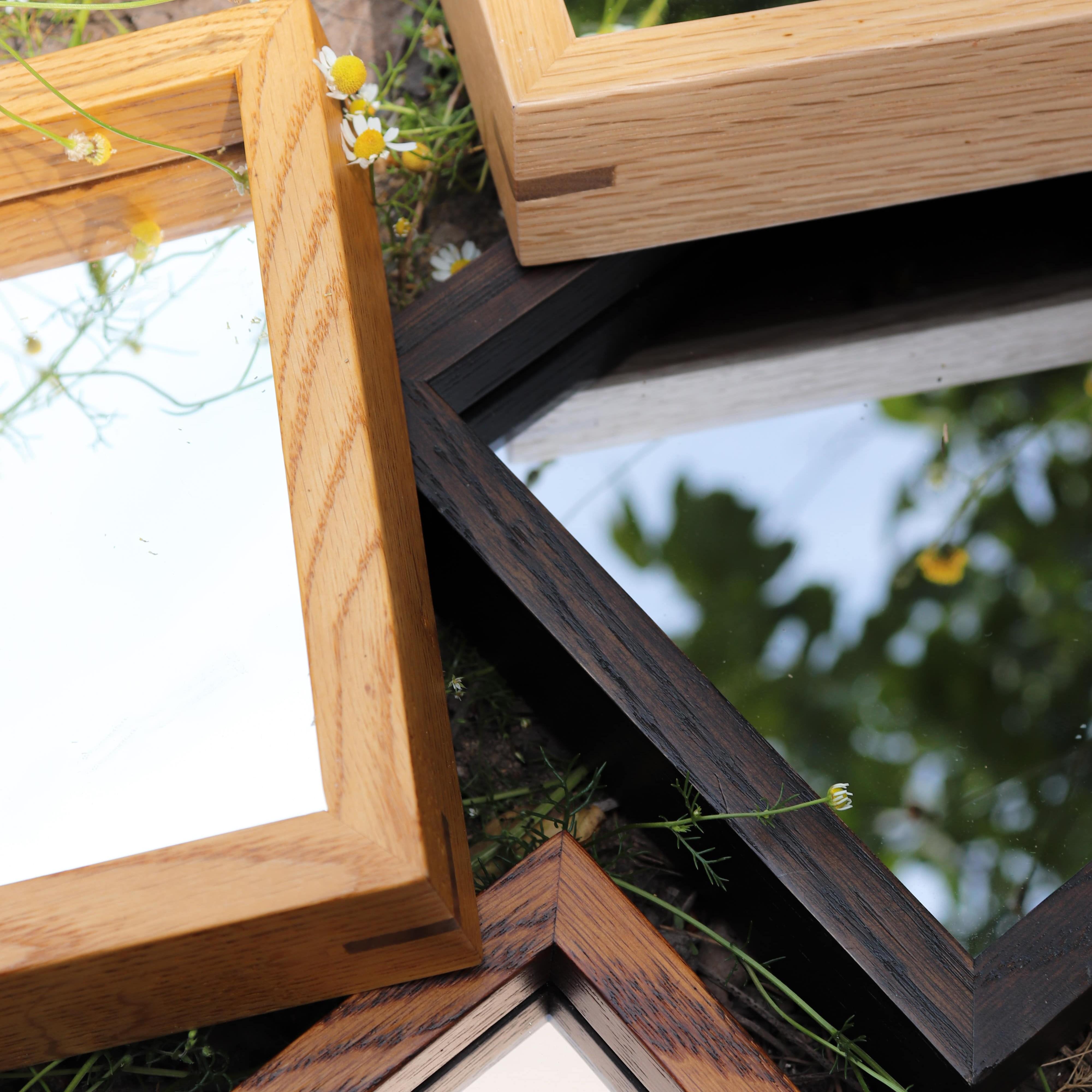 Hand-Crafted EDGE Mirror Small Square Oak For Sale