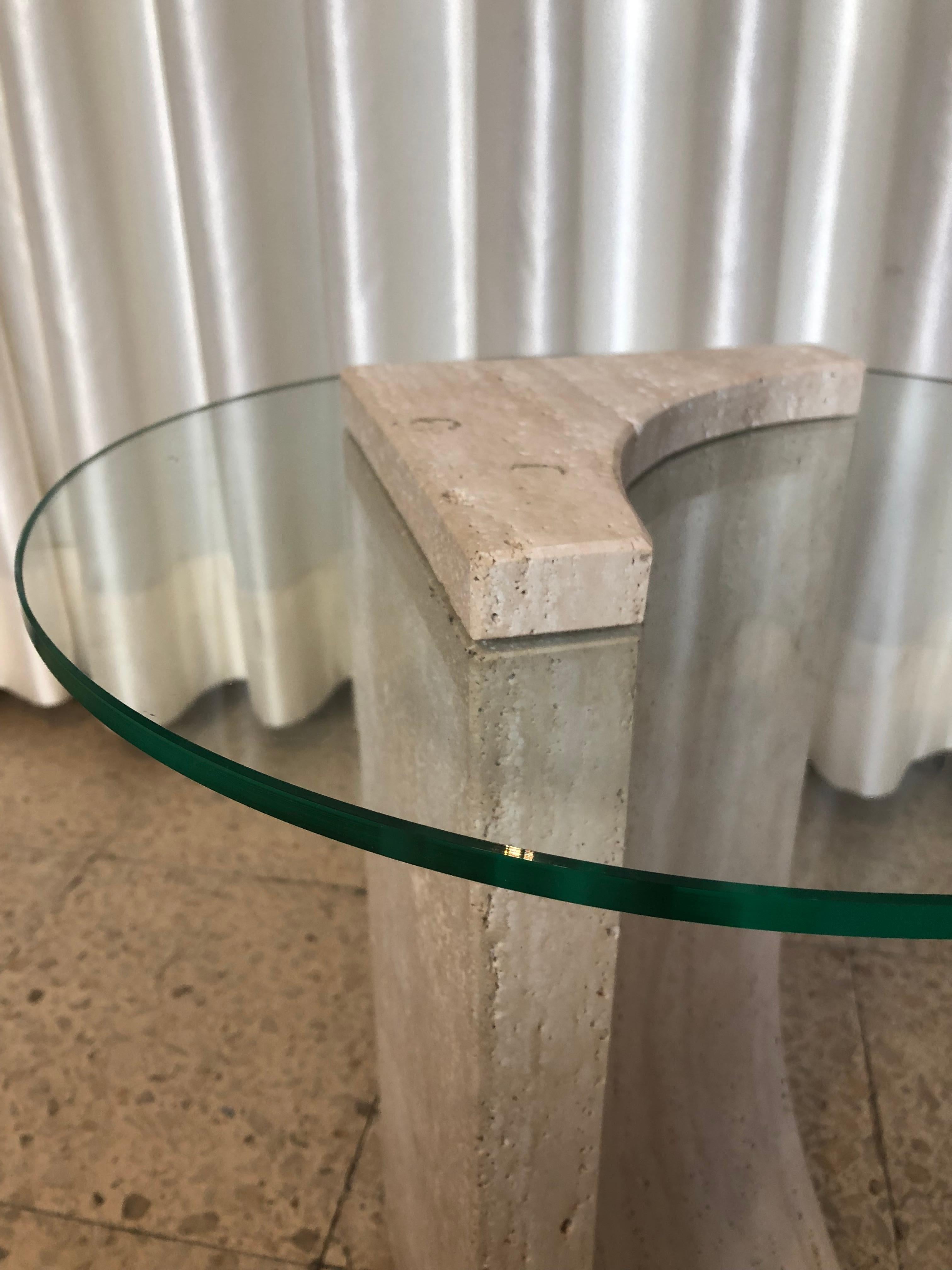 Contemporary Edge Side Table with Travertino Marble made in Portugal by Collector Studio For Sale