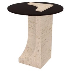 Table d'appoint Travertino et chêne foncé Collector Studio