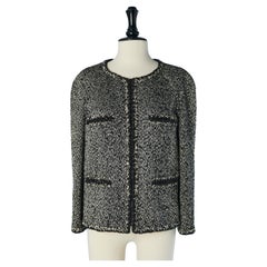 Edge to edge black and white Tweed jacket CHANEL