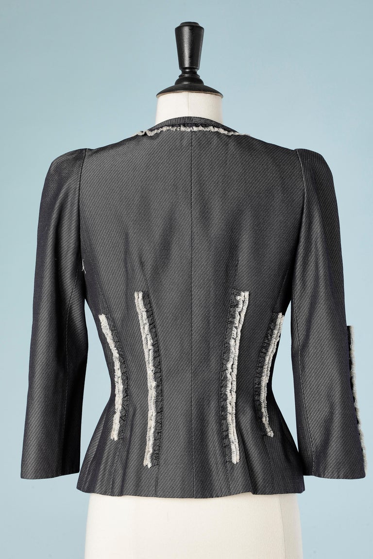 Edge to edge cotton jacket with frills and fringes edge Thierry Mugler Couture For Sale at 1stDibs