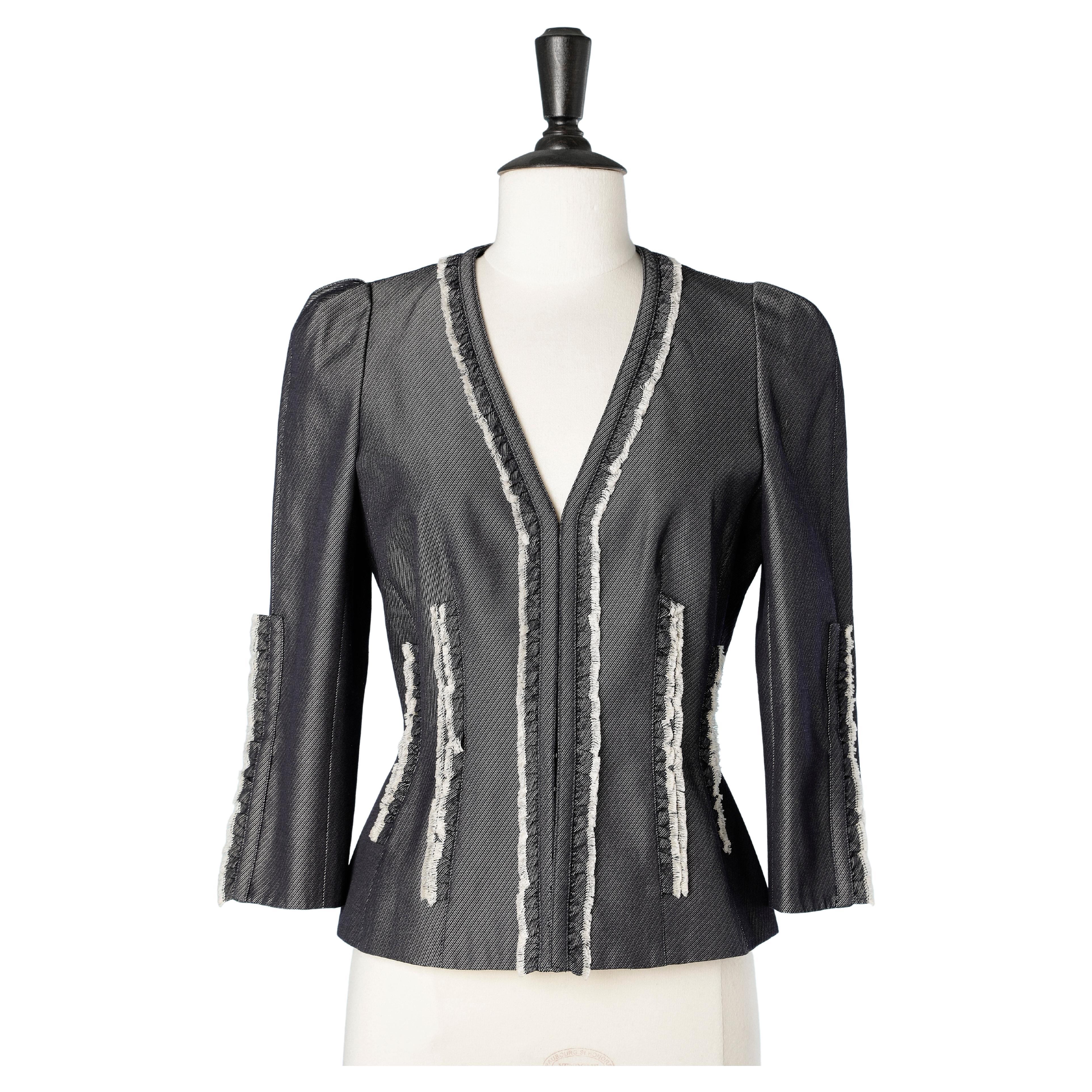 Edge to edge cotton jacket with frills and fringes edge Thierry Mugler Couture  For Sale