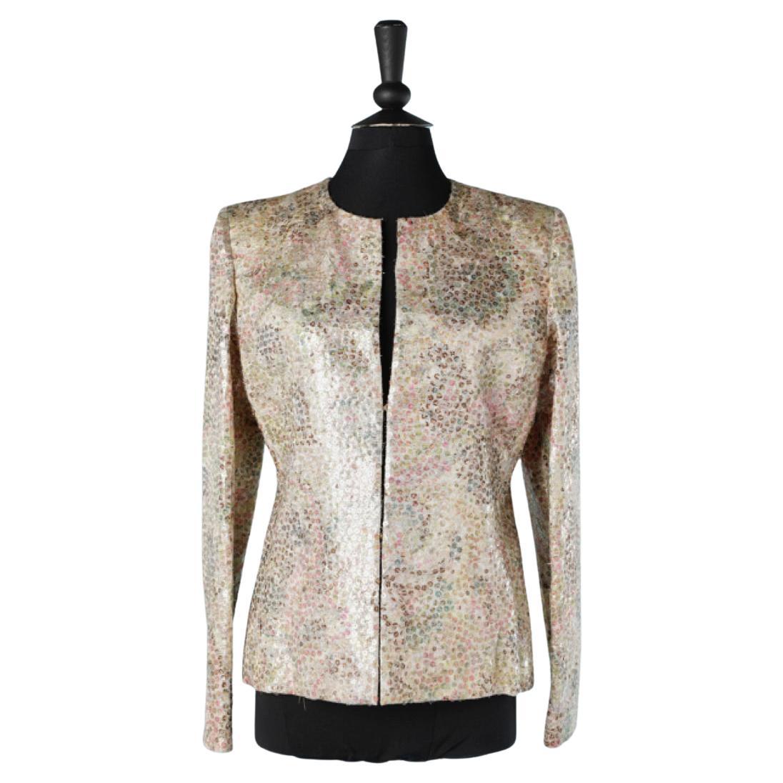 Edge to edge evening jacket in multicolor sequin André Laug  For Sale