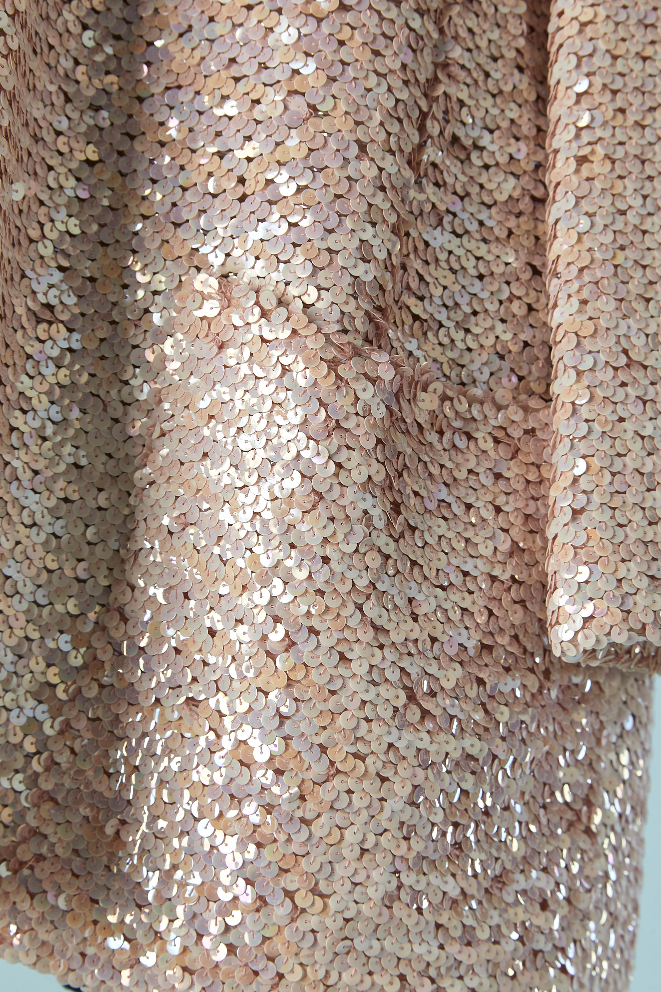 Veste bord à bord en paillettes rose pâle Nina Ricci Circa 1980's Bon état - En vente à Saint-Ouen-Sur-Seine, FR