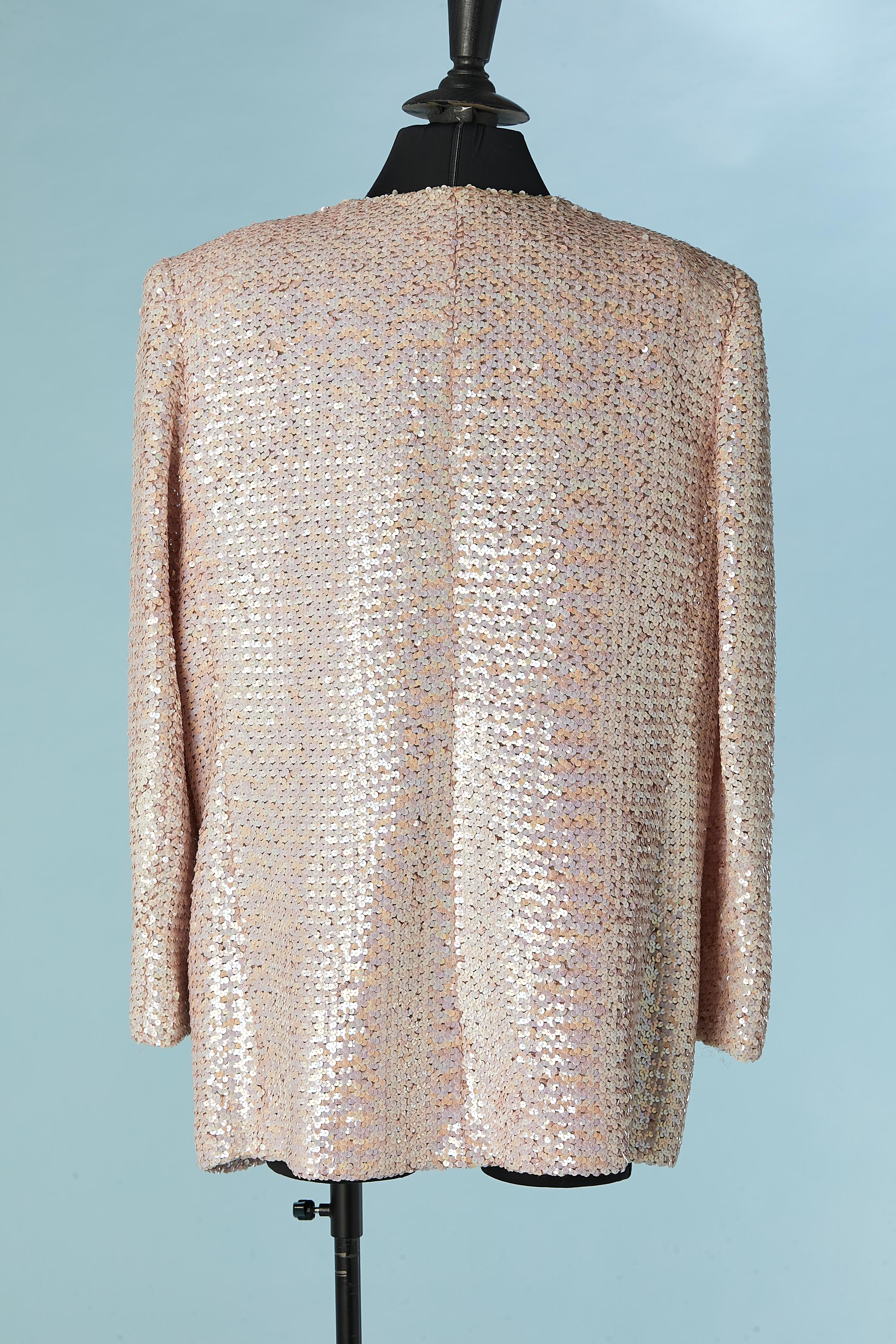  Edge to edge jacket in pale pink sequins Nina Ricci Circa 1980's  For Sale 2