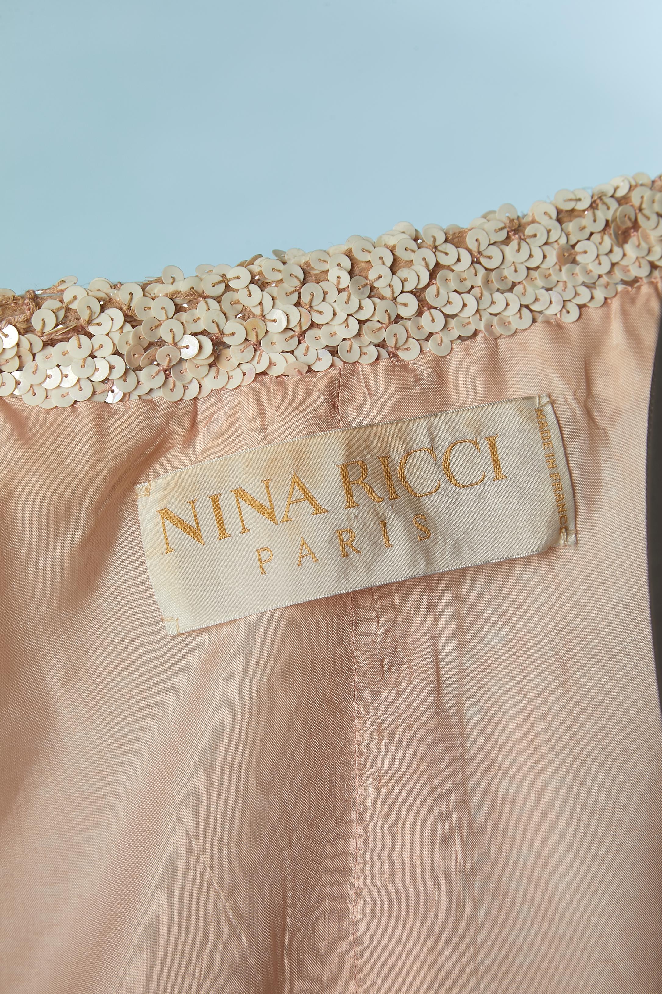  Veste bord à bord en paillettes rose pâle Nina Ricci Circa 1980's  en vente 3