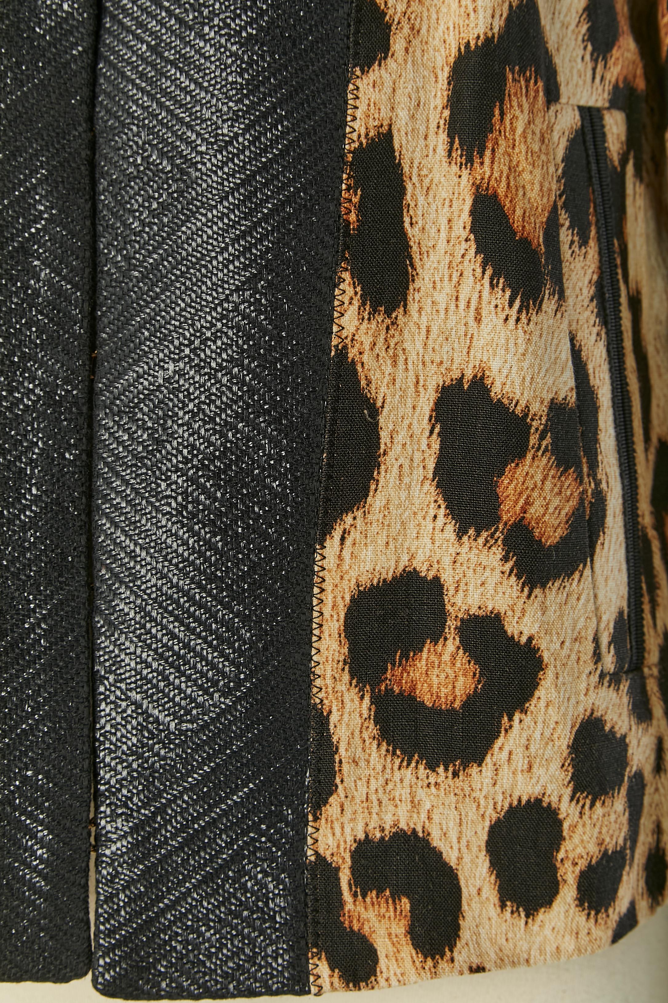 Noir Veste imprimée en lin Roberto Cavalli en vente