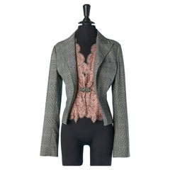 Giacca Prince de Galles con pizzo rosa da un bordo all'altro Dolce & Gabbana