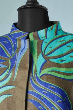 Abrigo de algodón estampado de borde a borde con broche Versace