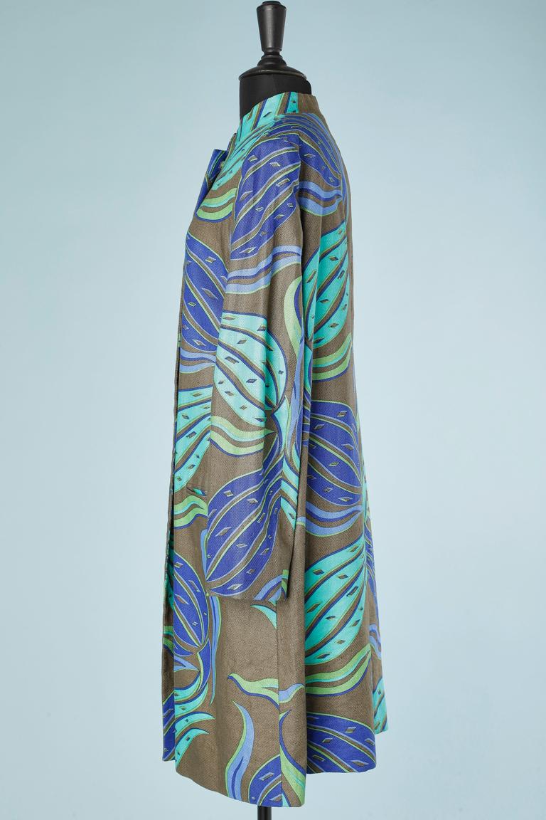 Versace - Manteau en coton imprimé bordé de bordures avec boutons-pression  Pour femmes en vente