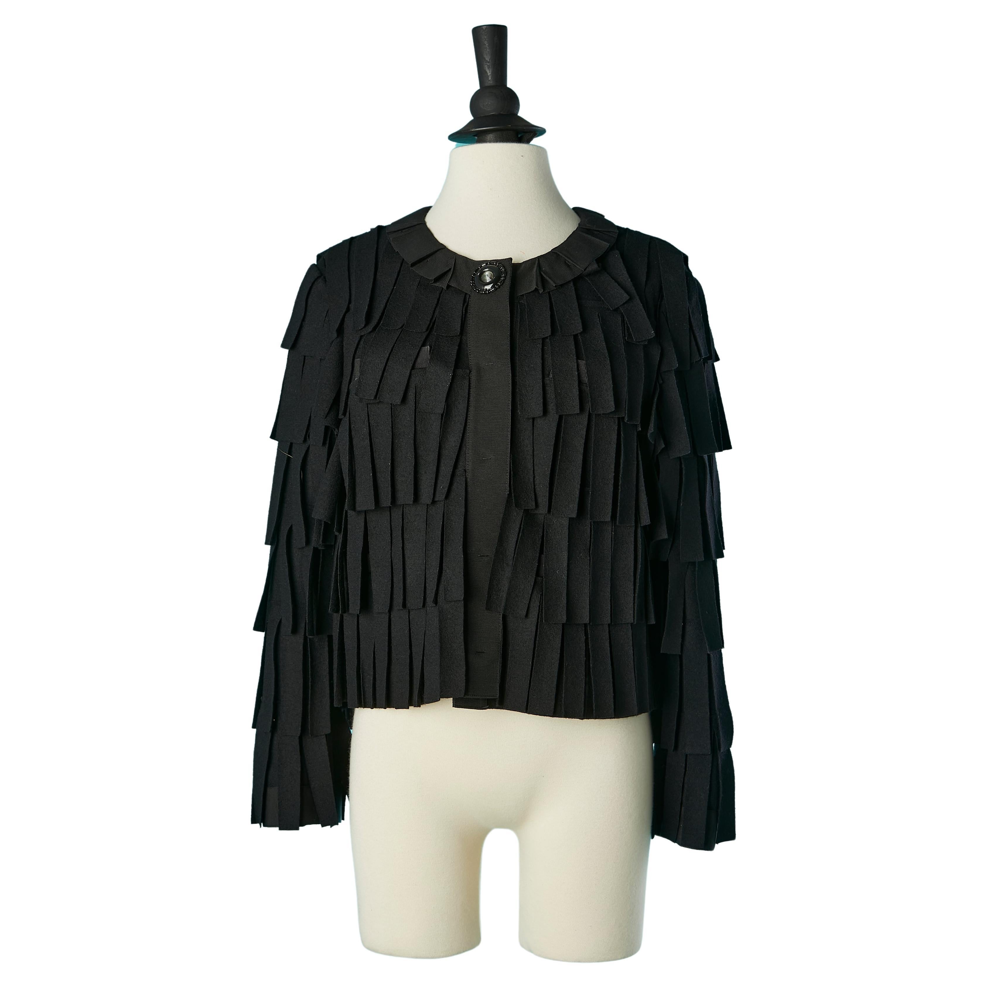 Edge to edge short  jacket covered with wool felt fringes Moschino For Sale